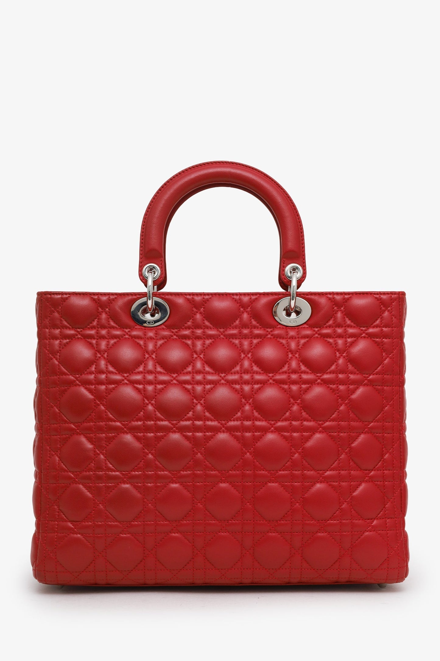 Christian Dior 2012 Red Cannage Lambskin Large Lady Dior with Strap
