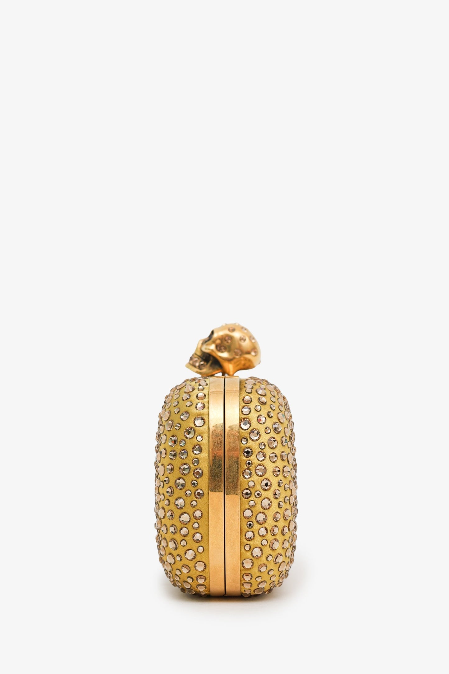 Alexander McQueen Gold Rhinestone Skull Clutch