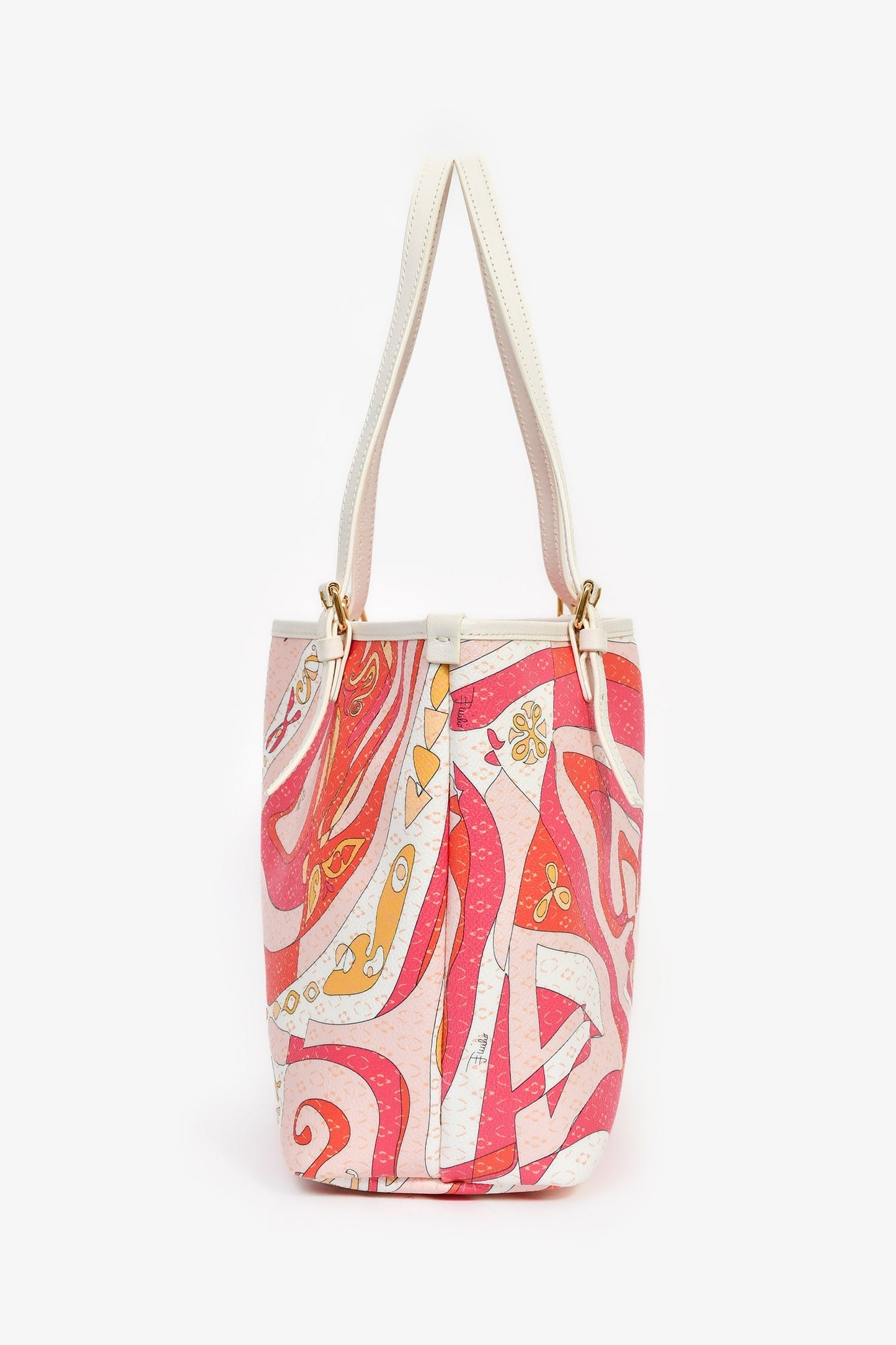 Emilio Pucci Pink Coated Canvas Leather Trimmed Small Tote