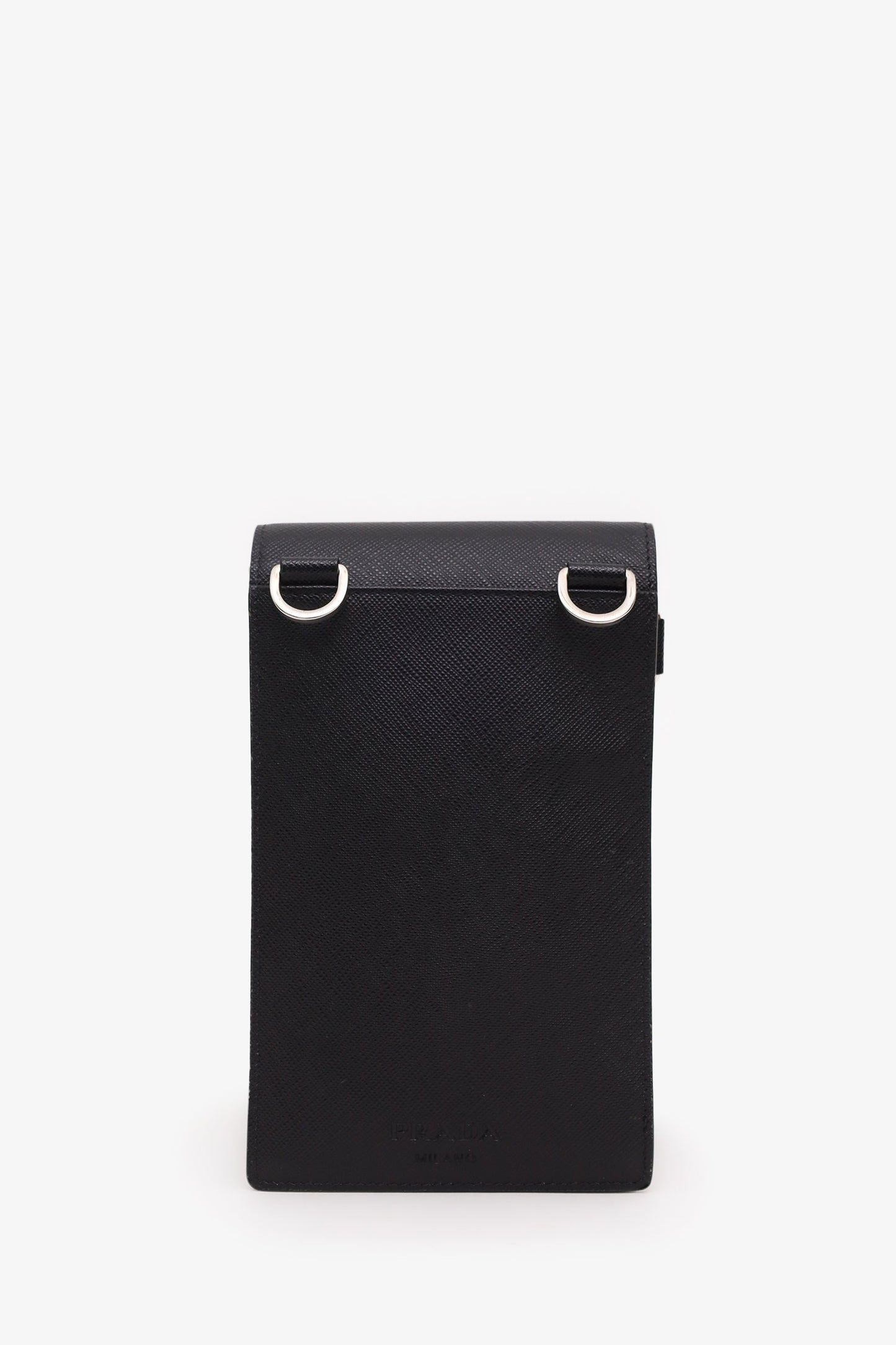 Prada Black Saffiano Leather Smartphone Pouch