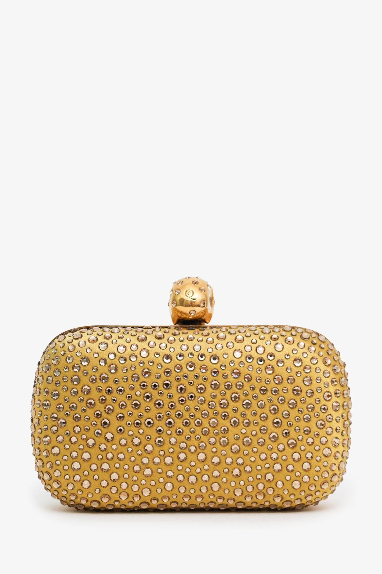 Alexander McQueen Gold Rhinestone Skull Clutch