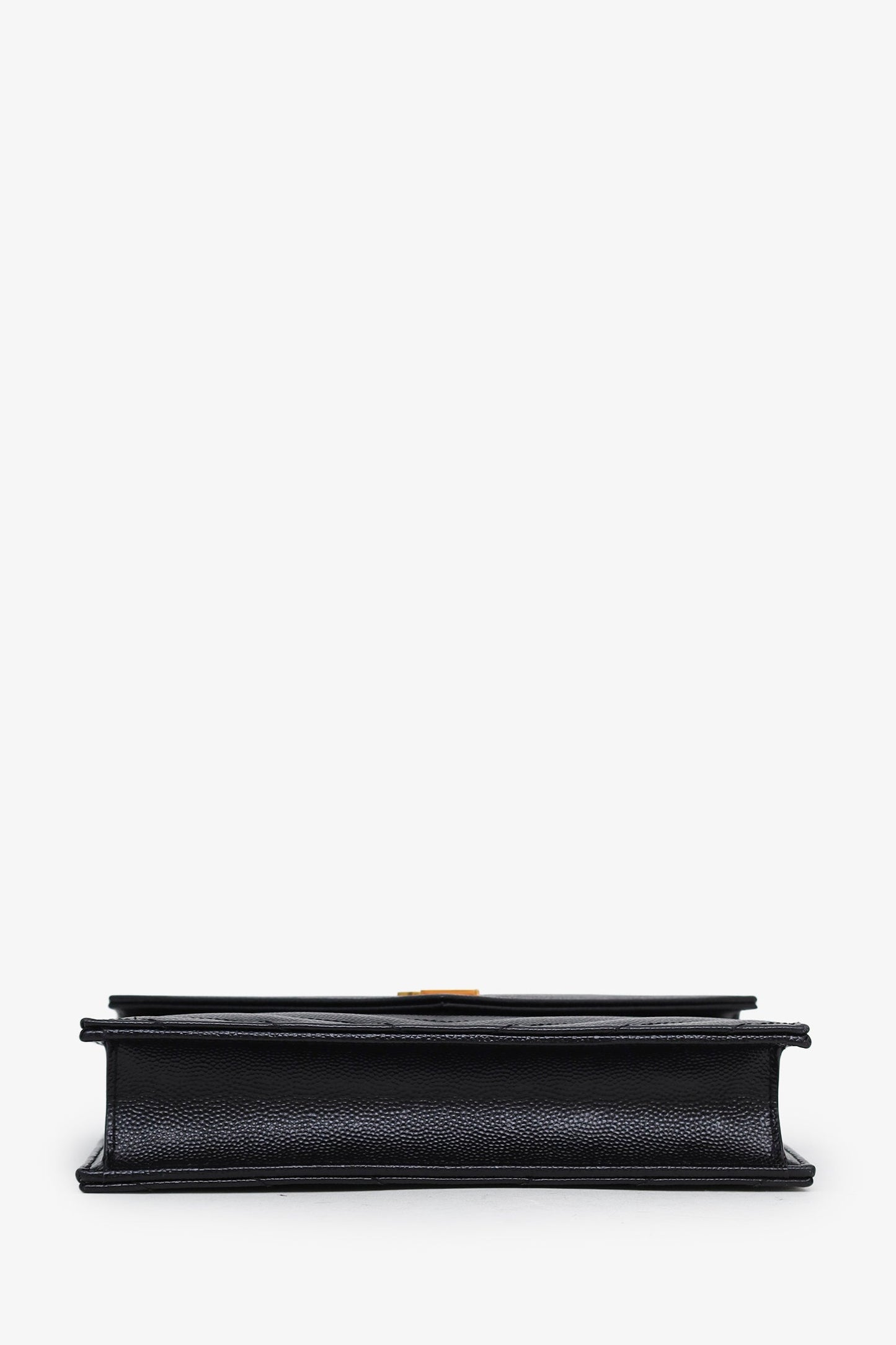 Saint Laurent Black Chevron Leather Small Envelope Wallet On Chain