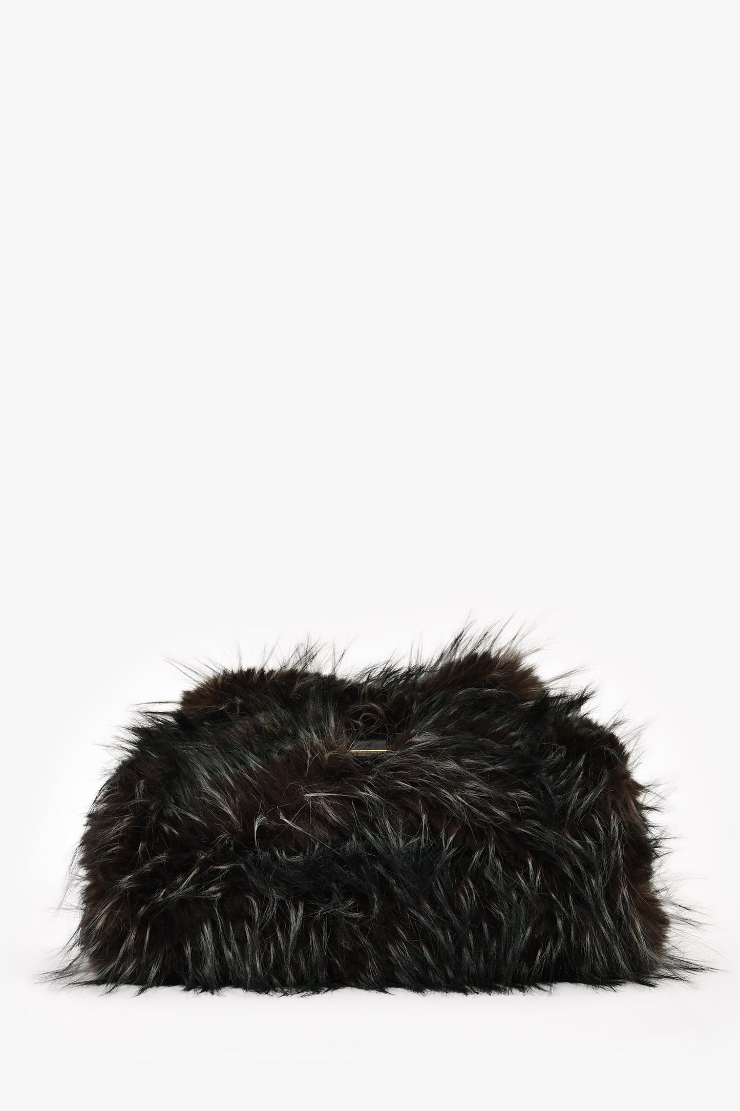 Sacai Black/Green Faux Fur Muff Top Handle Bag