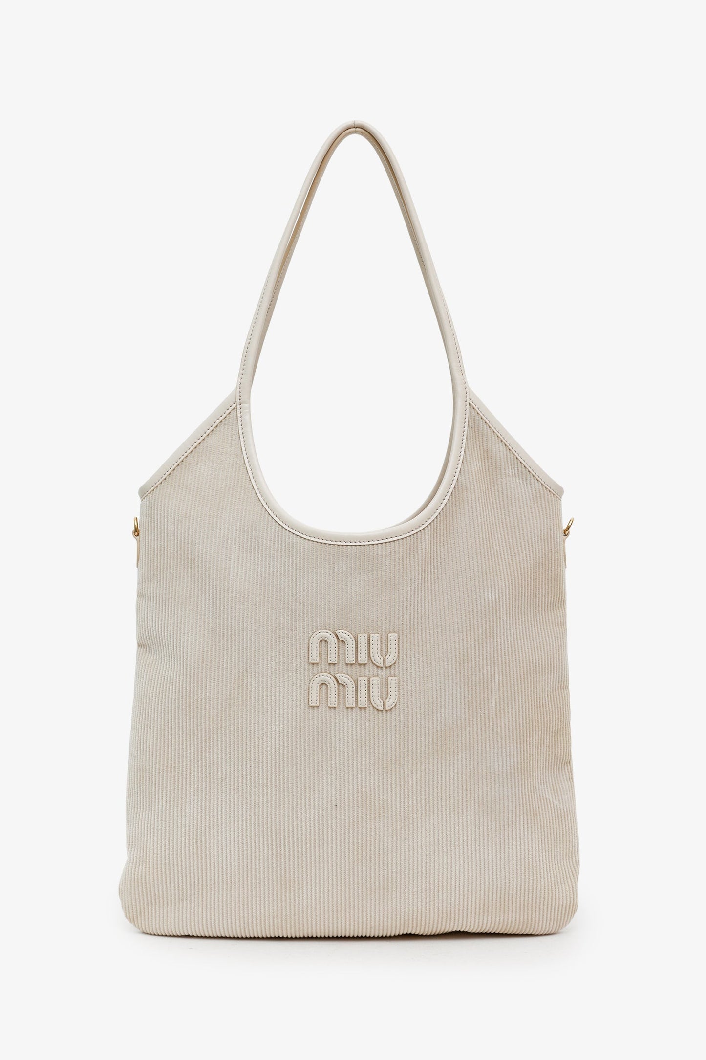 Miu Miu Ivy Corduroy Nappa Logo Tote Bag