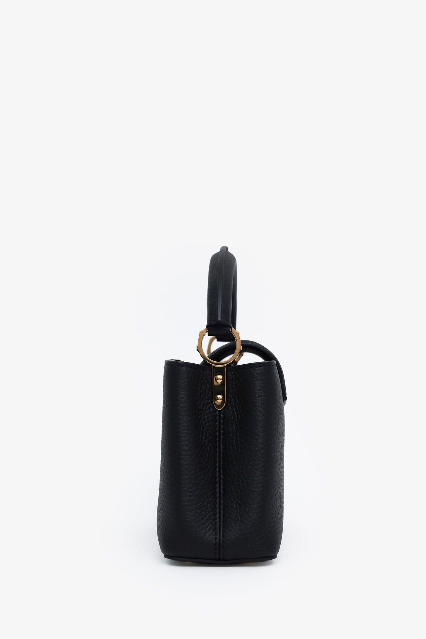 Louis Vuitton Black Leather Mini Capucines With Strap