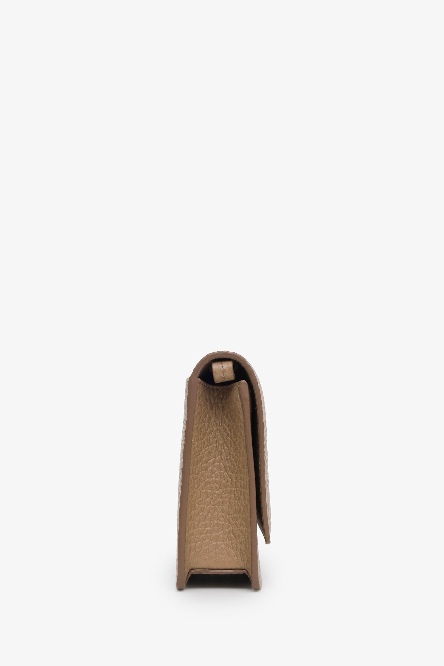 Maison Margiela Beige Grained Four Stitches Leather Wallet On Chain
