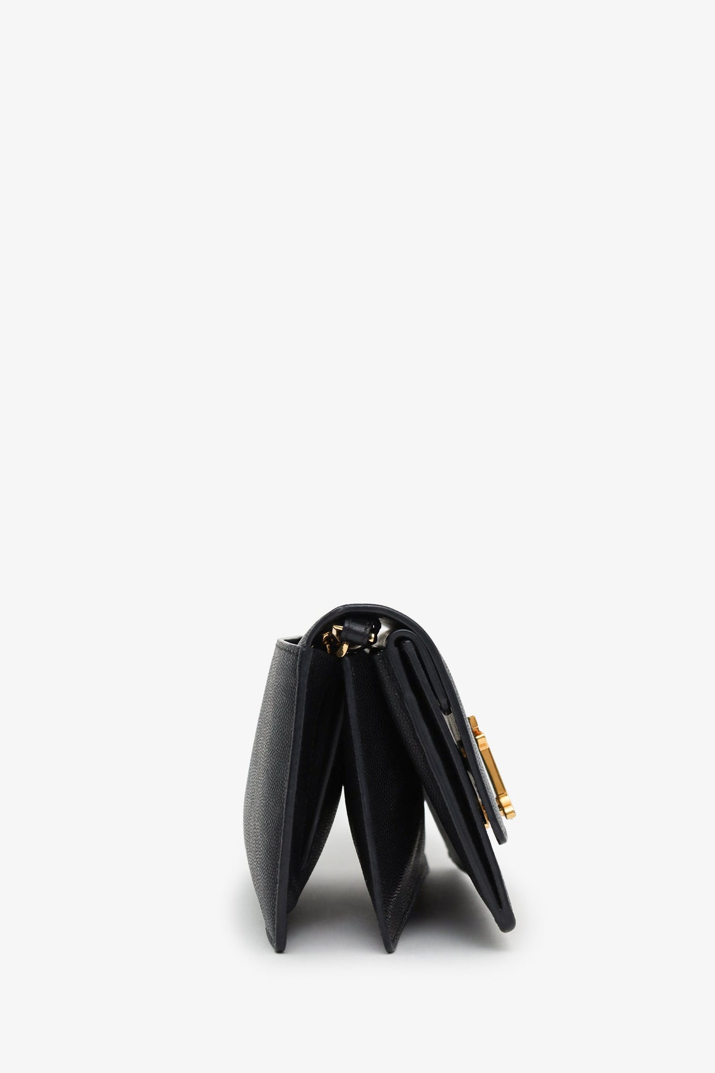 Burberry Black Calfskin Leather TB Wallet on Chain