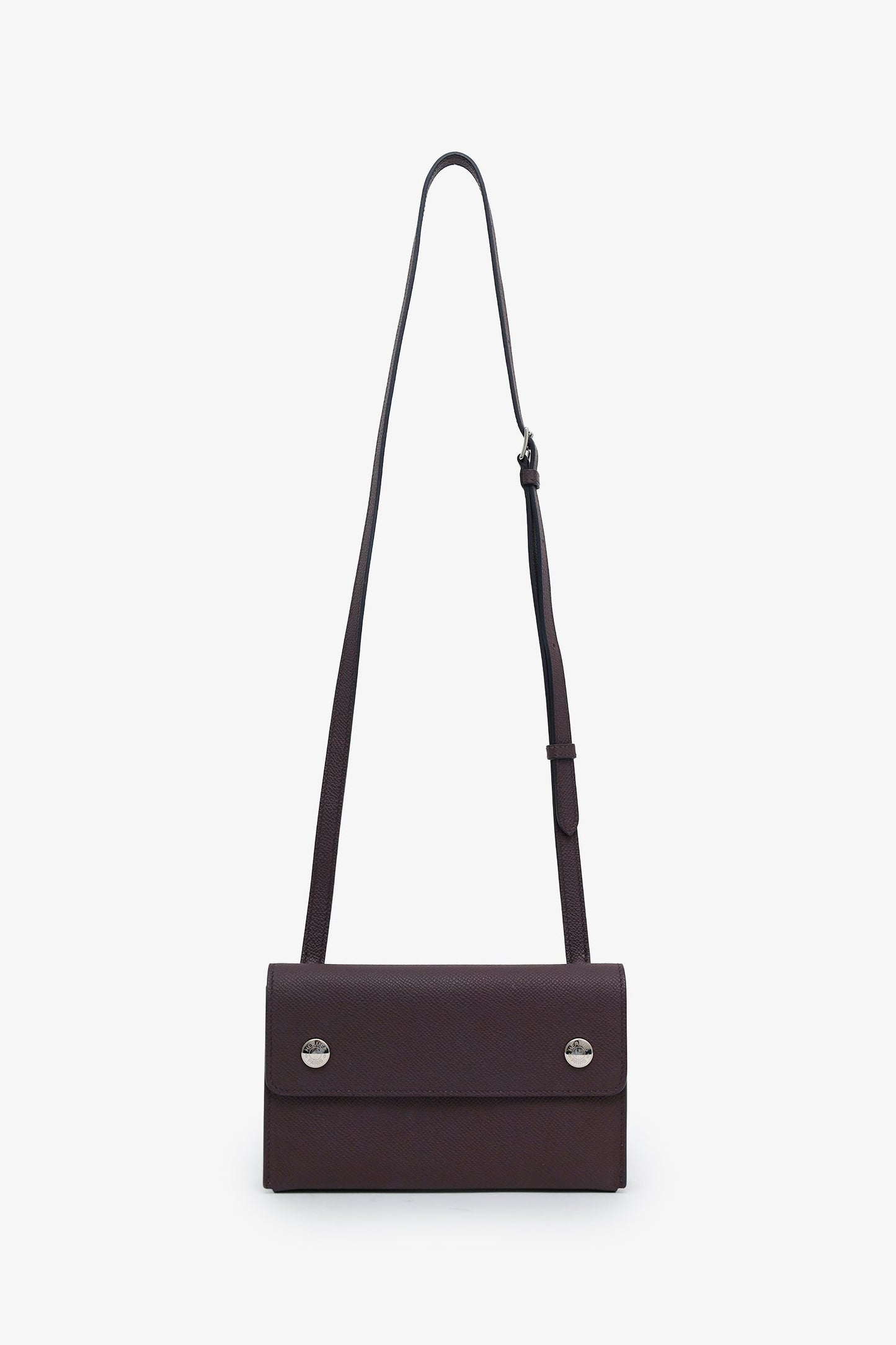 Hermès 2023 Rouge Sellier Epsom Leather Hermèsnap Wallet With Strap