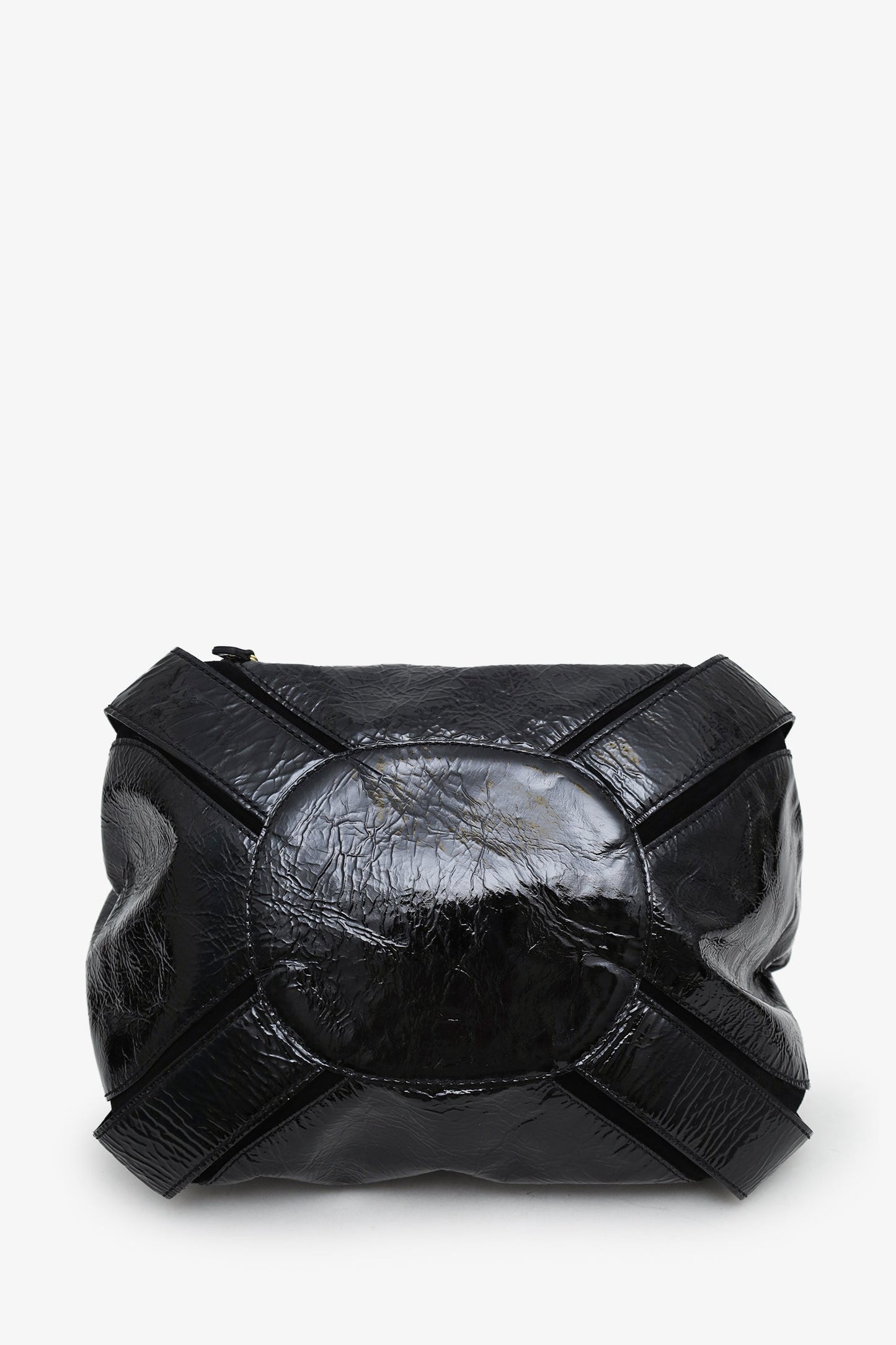 Jimmy Choo Black Patent Leather Mahala Shoulder Bag