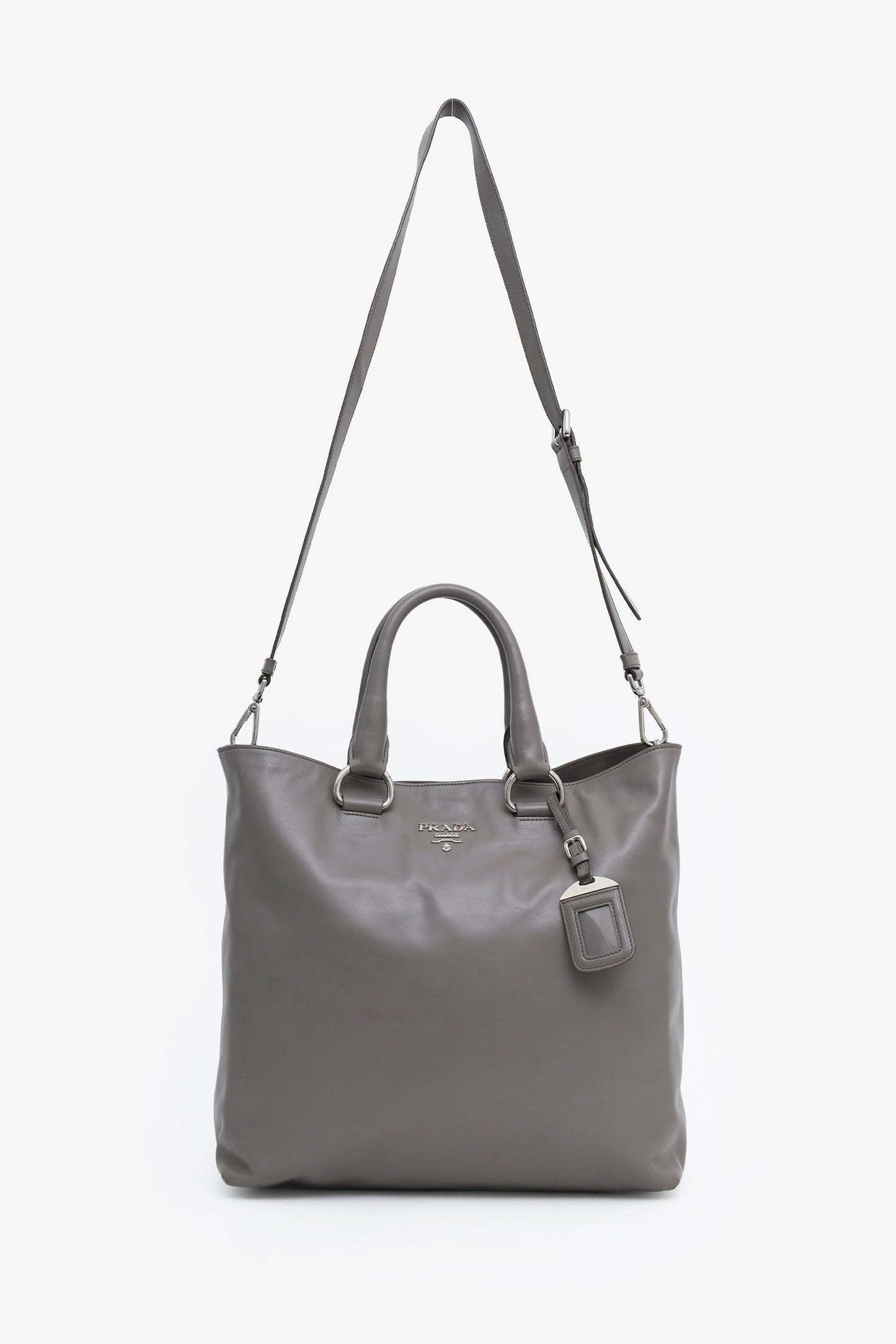 Prada Grey Soft Calf Leather 'Bauletto' Crossbody Bag