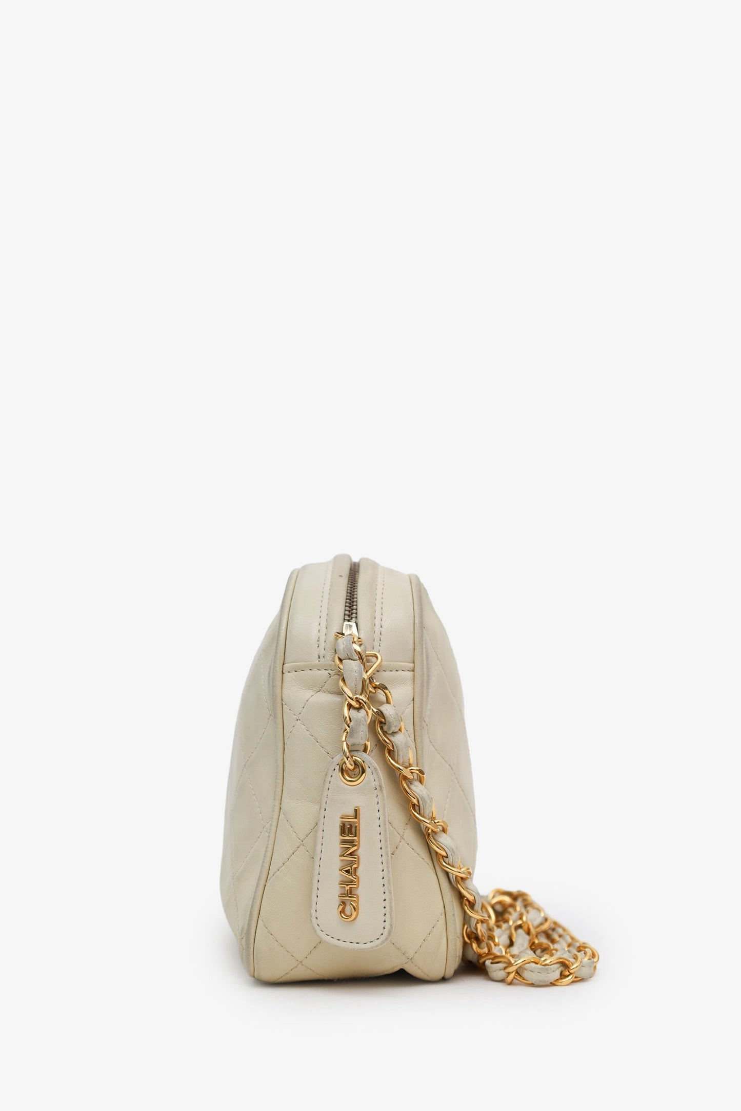 Chanel™ 1994-96 Cream Quilted Lambskin CC Mini Camera Bag
