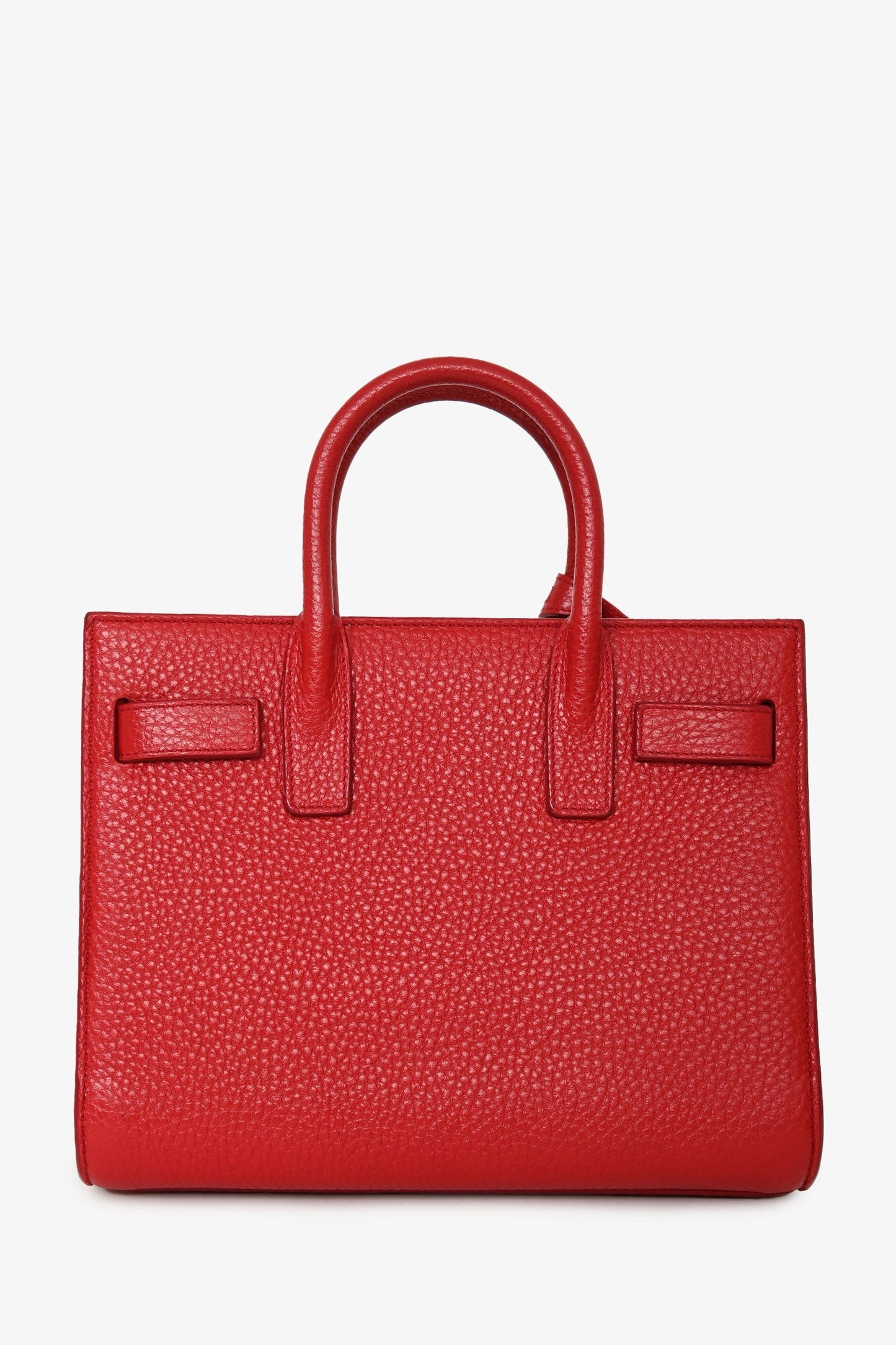 Saint Laurent 2015 Red Grained Leather Nano Sac de Jour with Strap