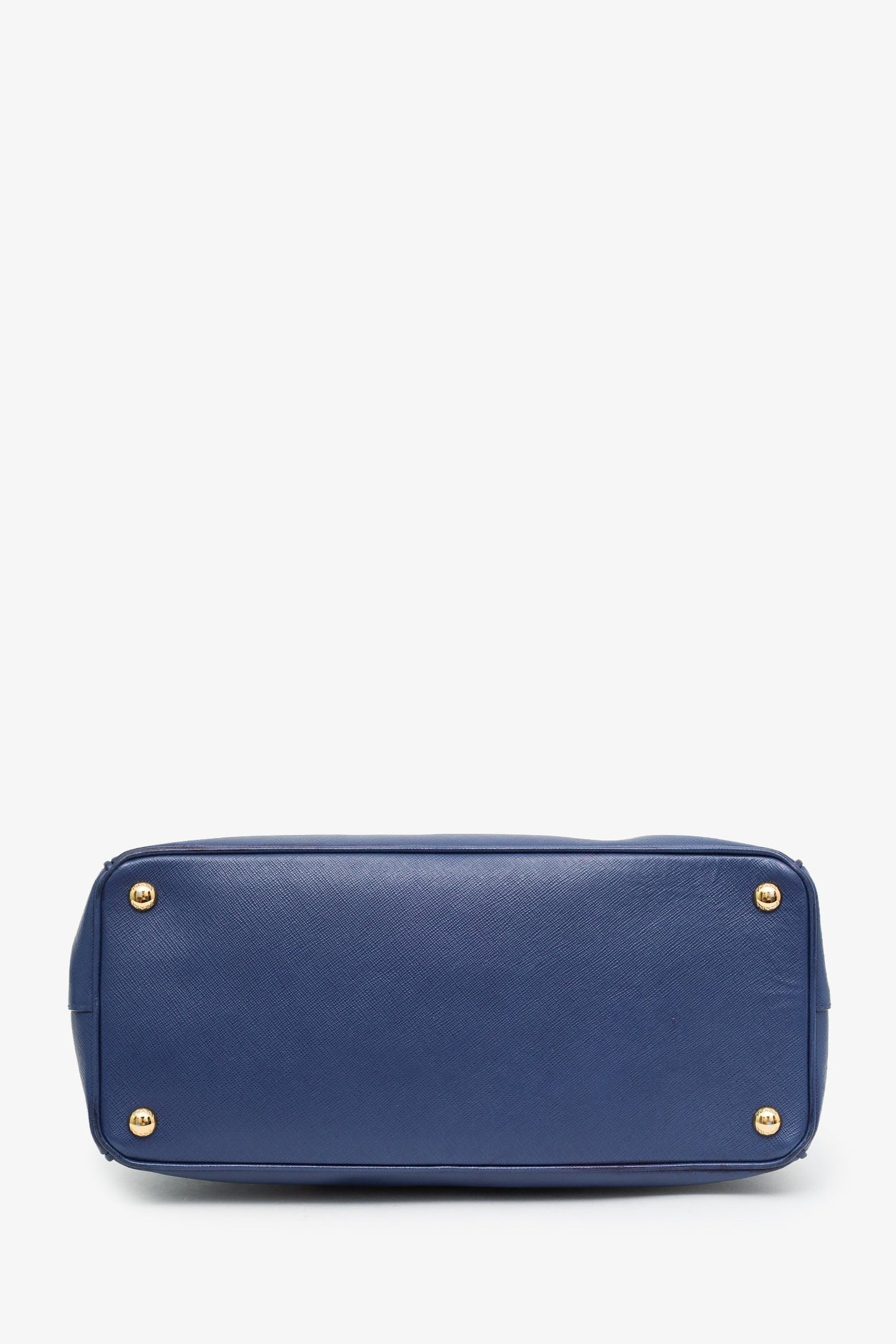 Prada Navy Saffiano Double Zip Medium Galleria Tote with Strap