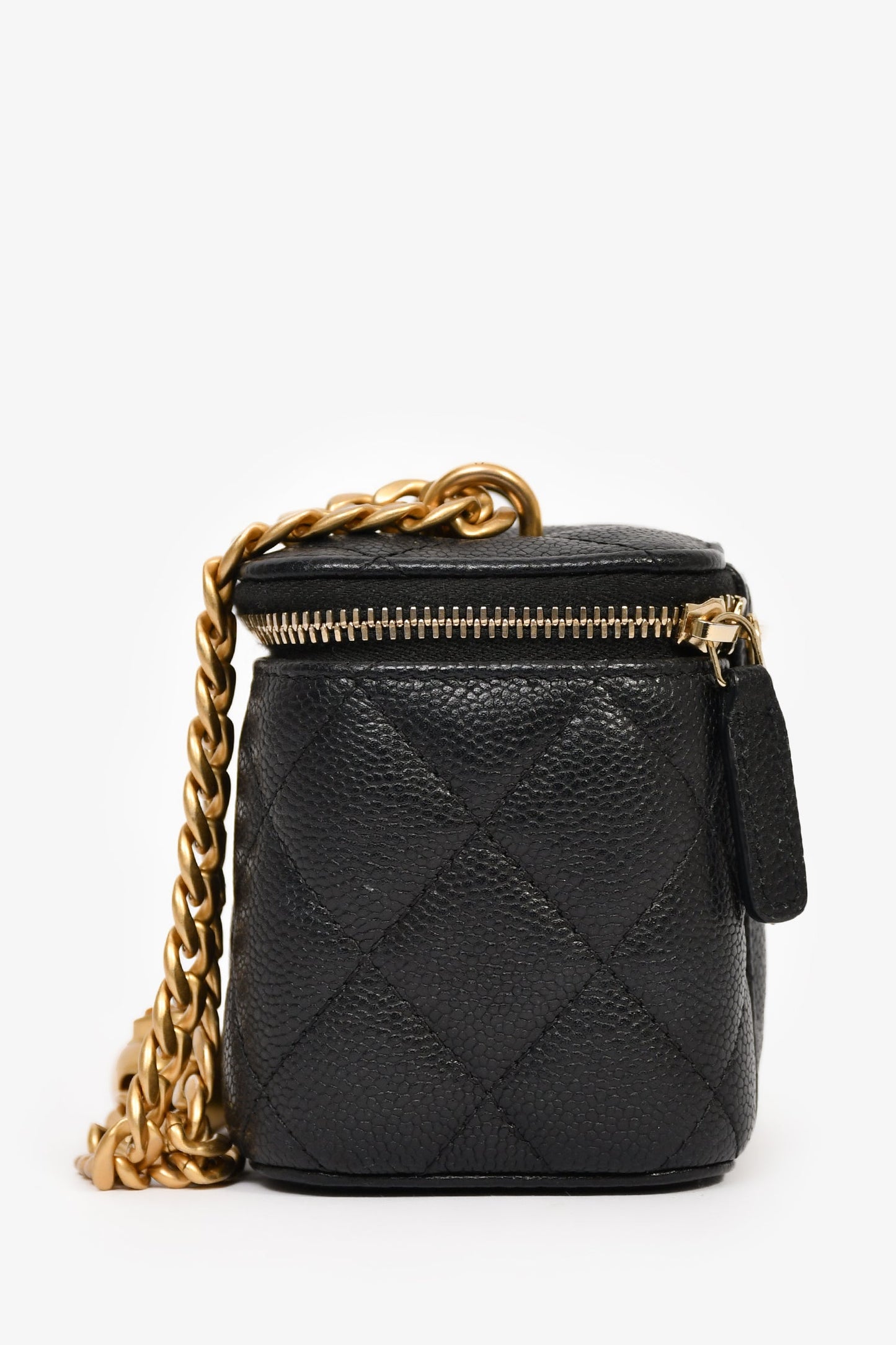 Chanel™ Black Caviar Leather Mini Vanity Crush Crossbody Gold Hardware
