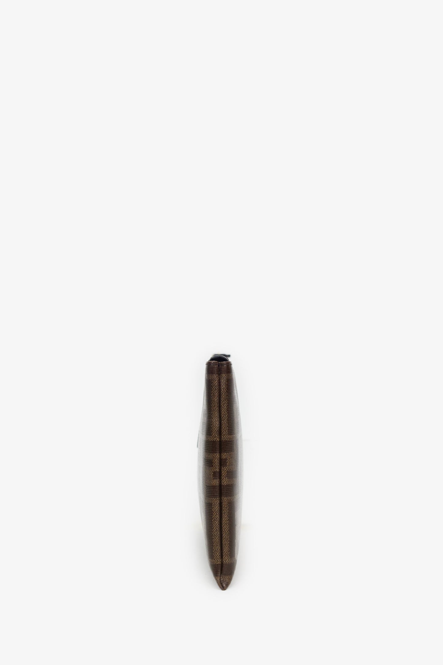 Fendi Brown Zucca Coated Canvas Zip Pouch
