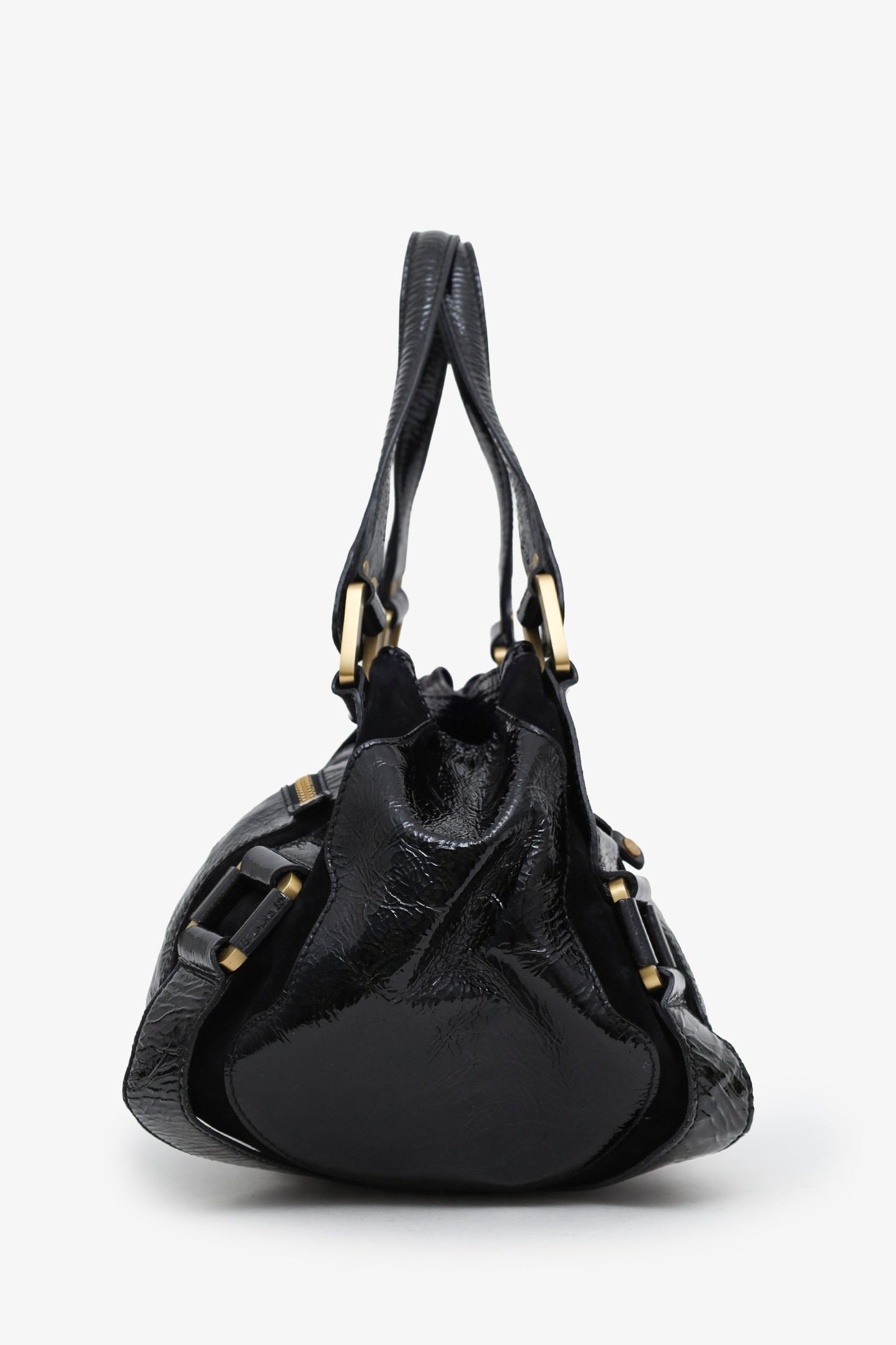 Jimmy Choo Black Patent Leather Mahala Shoulder Bag