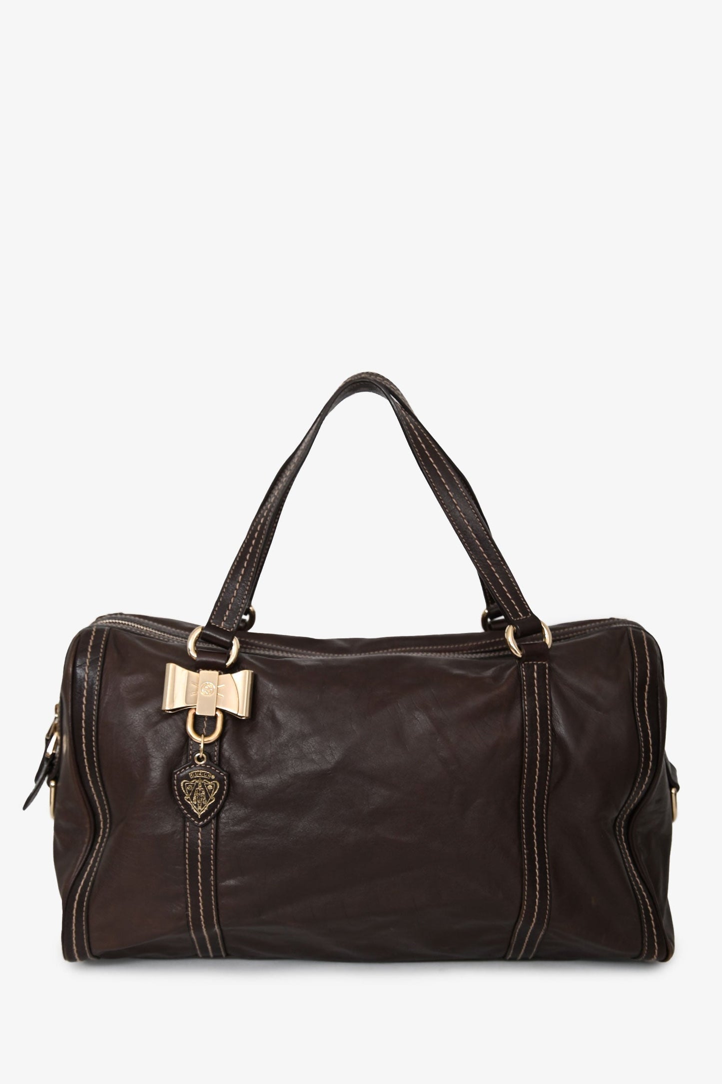Gucci Brown Leather 'Duchessa' Medium Boston Bag