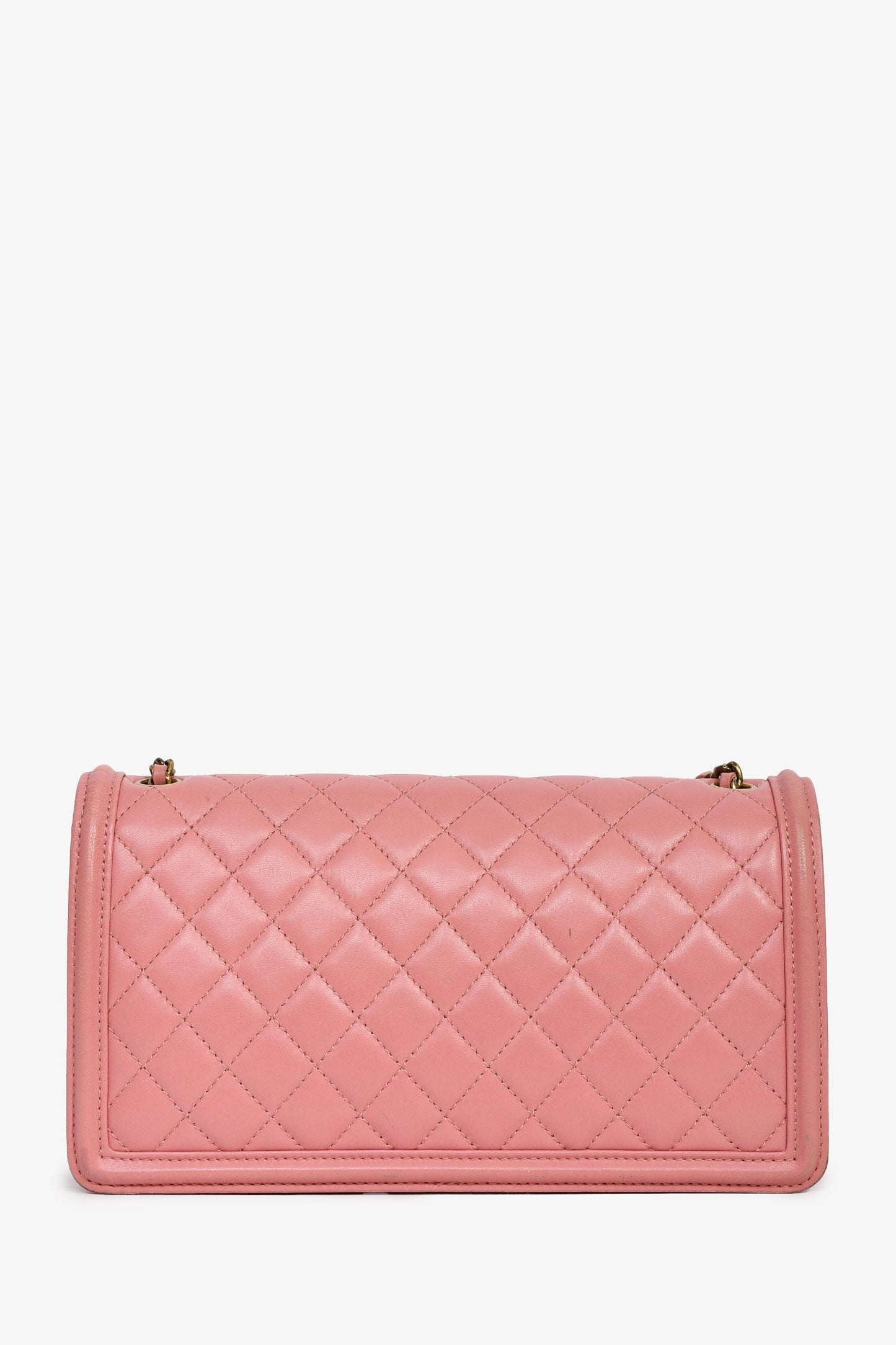 Chanel™ 2015-2015 Pink Lambskin Studded EW Boy Bag