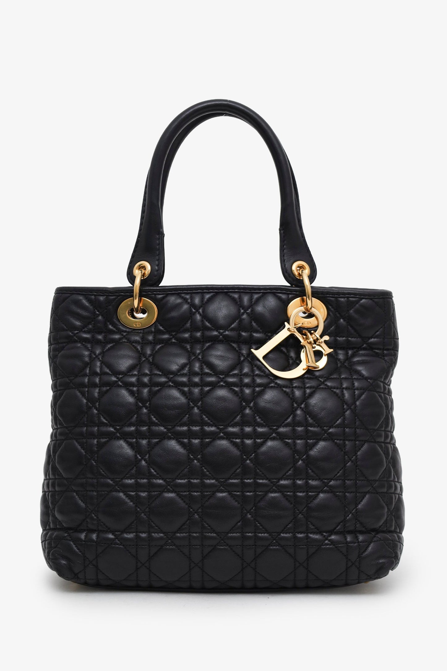 Christian Dior 2009 Black Quilted Soft Leather Lady Dior Tote