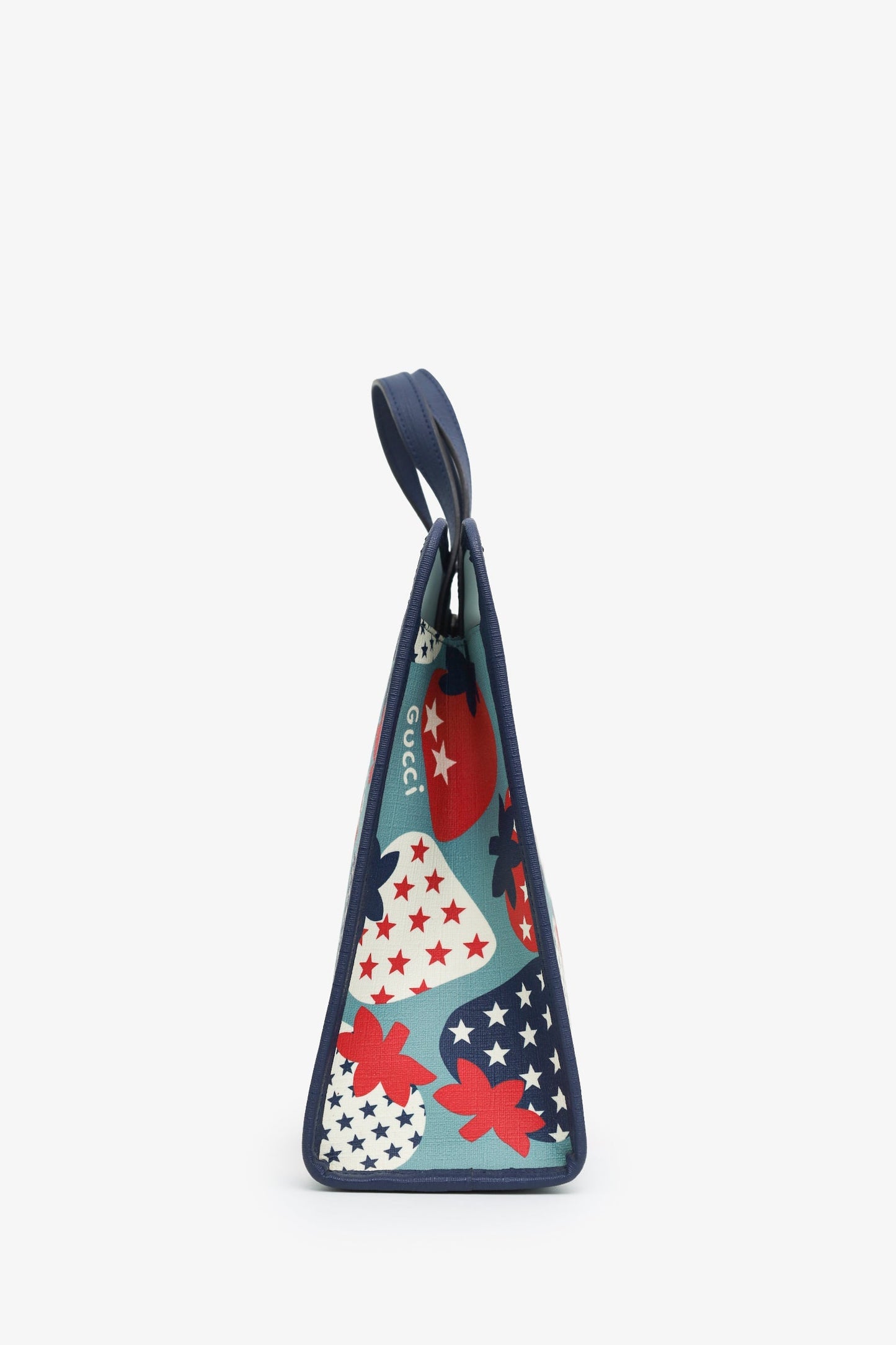 Gucci Blue Coated Canvas Strawberry Stars Childrens Tote