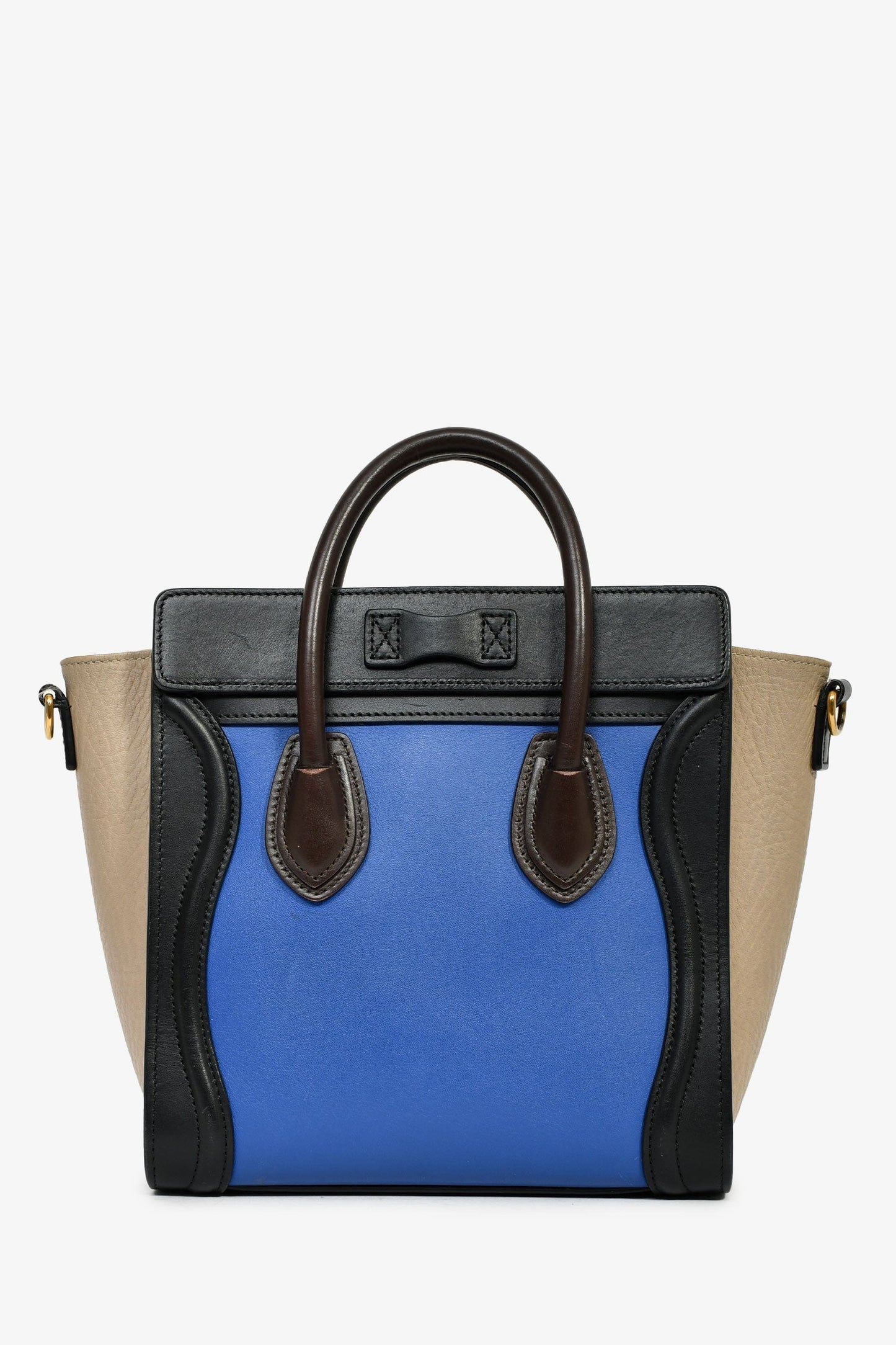 Celine 2015 Blue/Black/Taupe Nano Luggage Tote