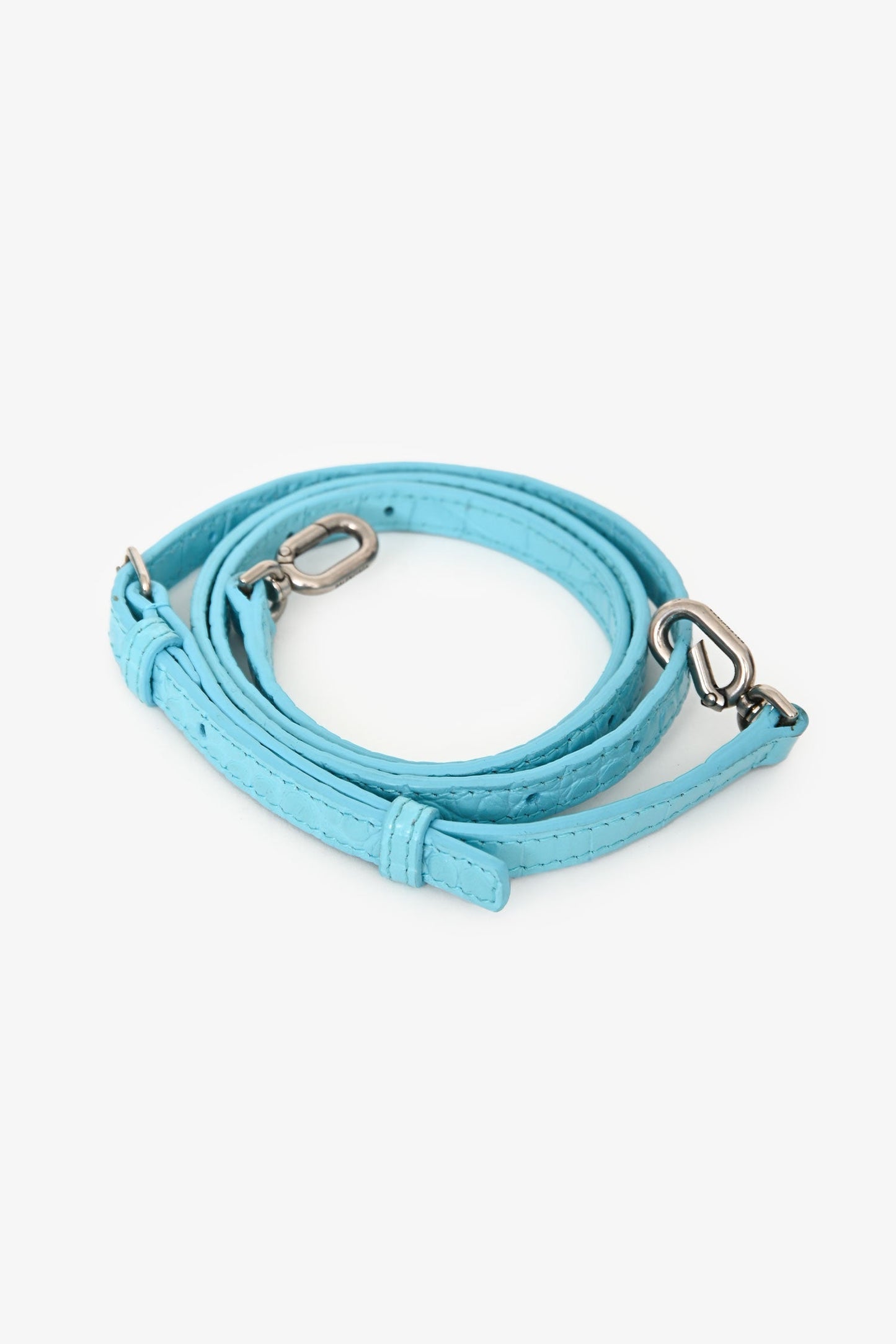 Balenciaga Blue Croc Embossed Hourglass XS Top Handle With Strap