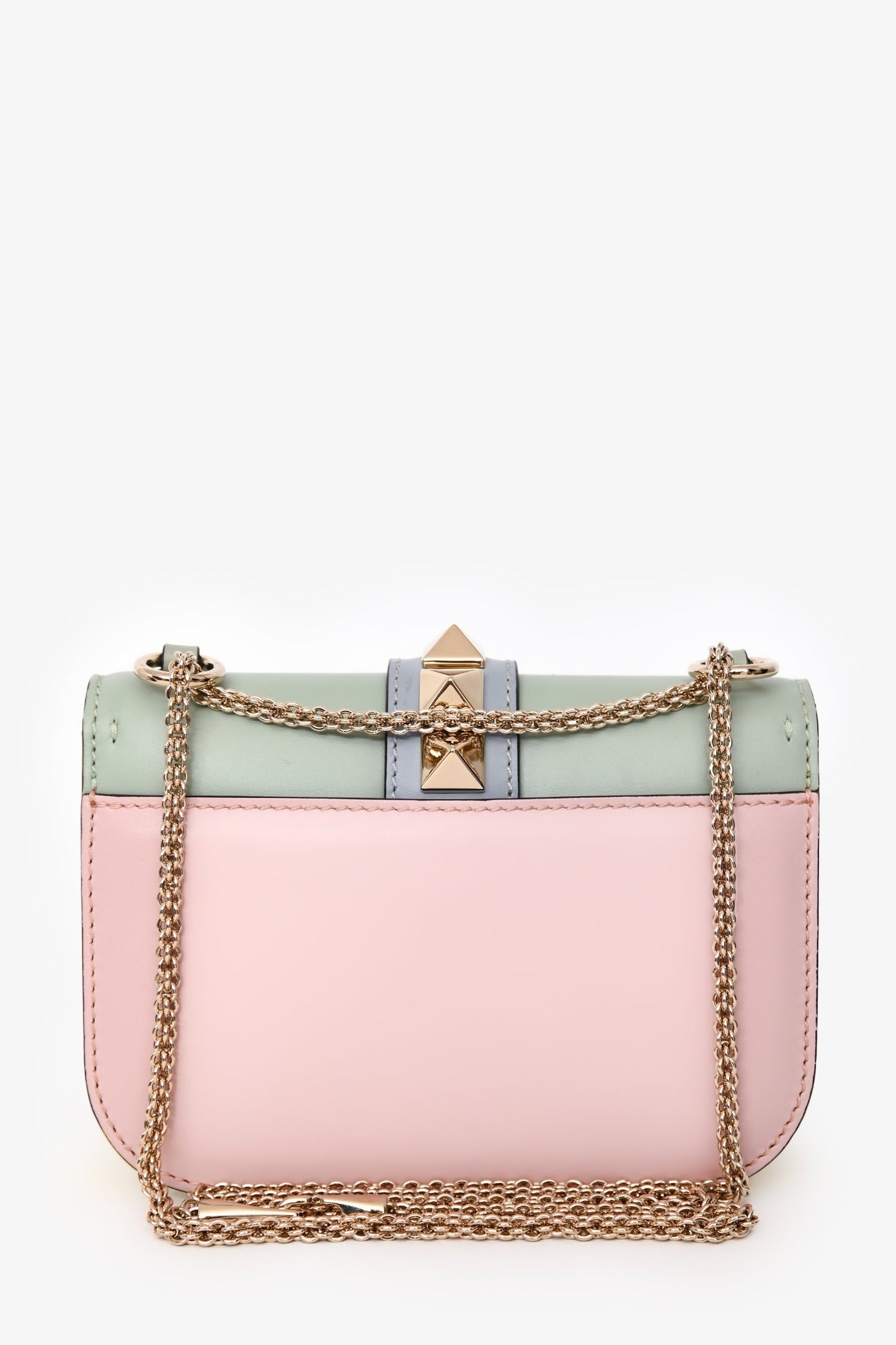 Valentino Light Blue/Green Rockstud Small Glam Lock Shoulder Bag