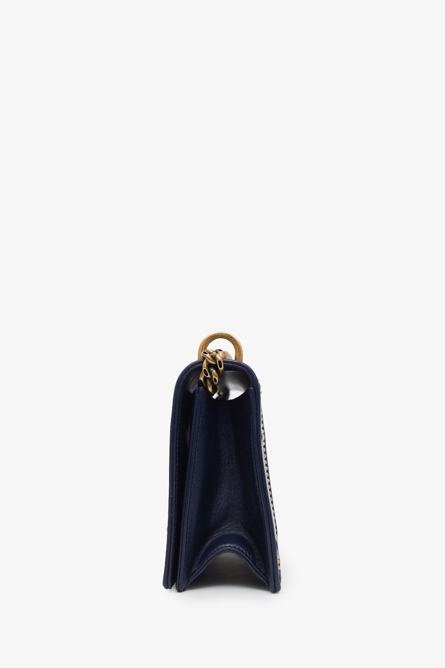 Christian Dior 2018 Navy Blue Leather Studded Diorama Flap Bag
