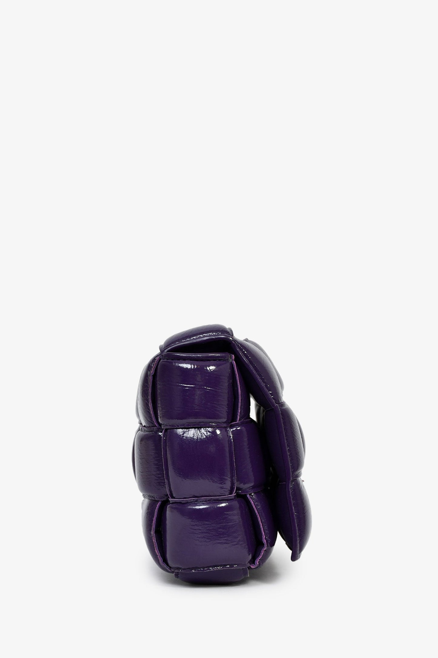 Bottega Veneta Dark Purple Shiny Leather Padded Cassette Crossbody Bag