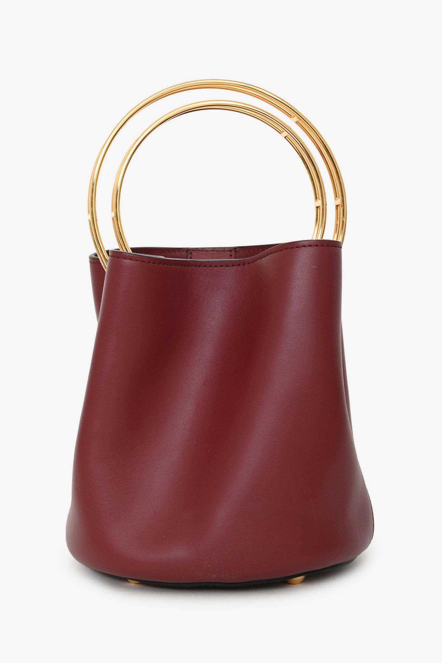 Marni Burgundy Leather Pannier Handle Bucket Bag