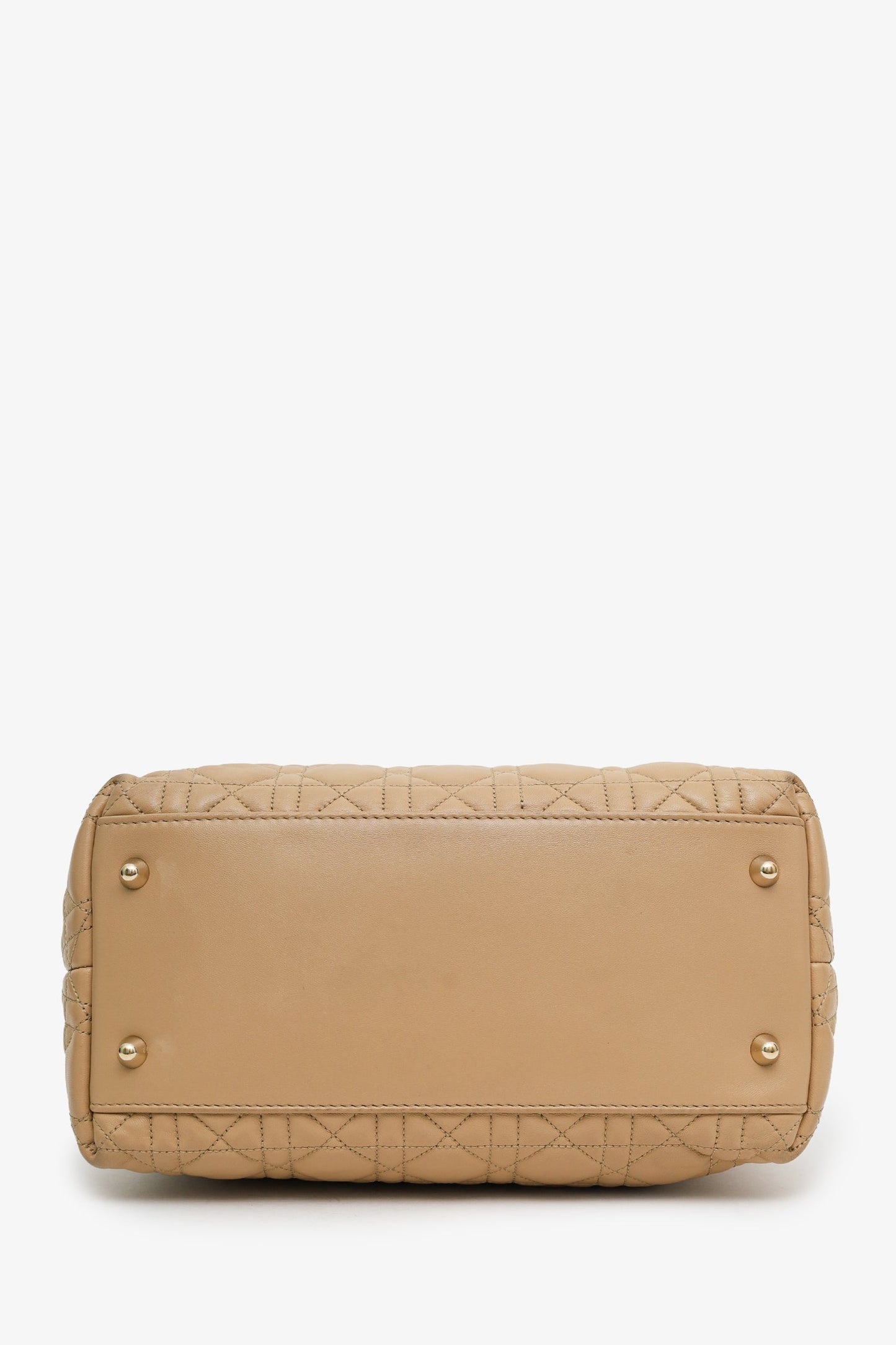 Christian Dior 2010 Beige Cannage Leather Soft Lady Dior Tote