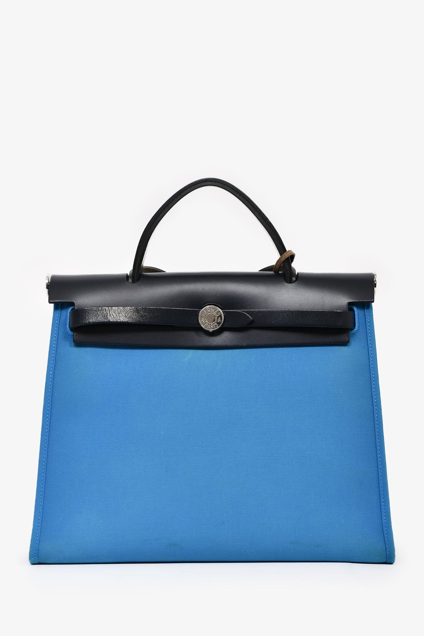 Hermès 2016 Blue/Black Canvas Leather Herbag 31 with Pouch