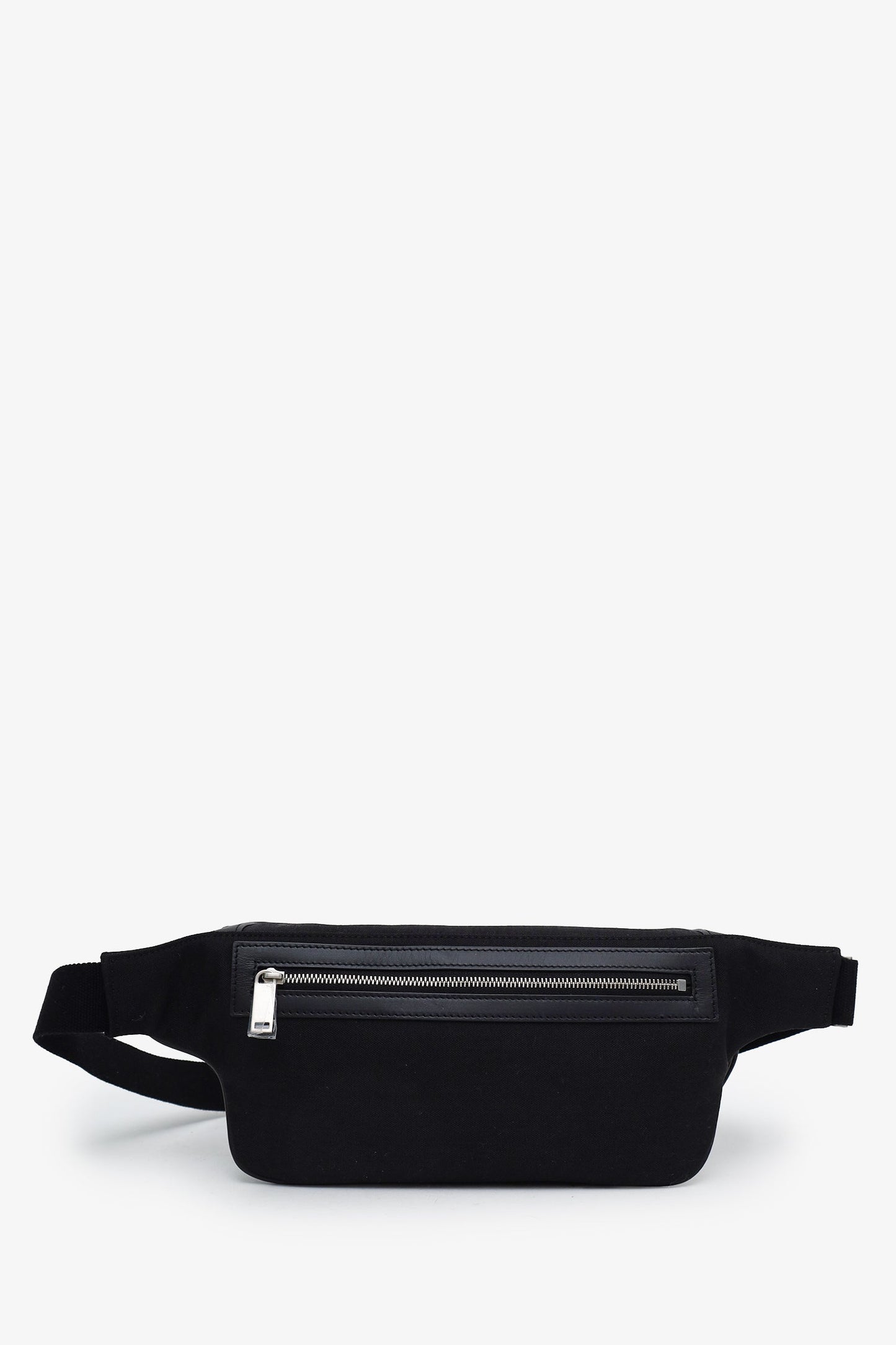 Saint Laurent Black Canvas Leather Trimmed Belt Bag