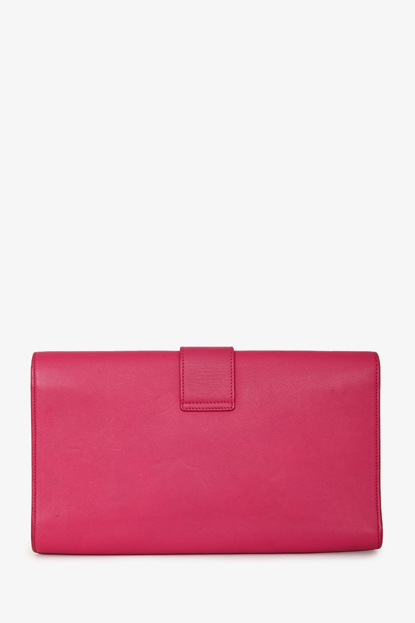 Saint Laurent 2020 Hot Pink Leather Ligne Clutch