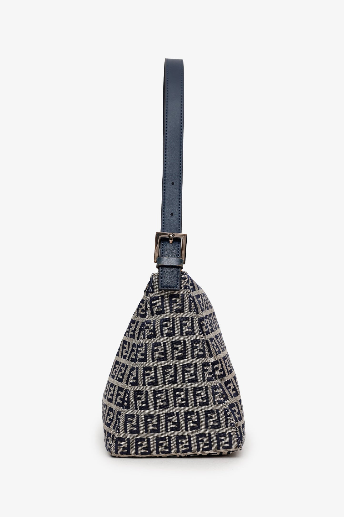 Fendi Navy/Beige FF Zucca Canvas Square Baguette Flap Shoulder Bag
