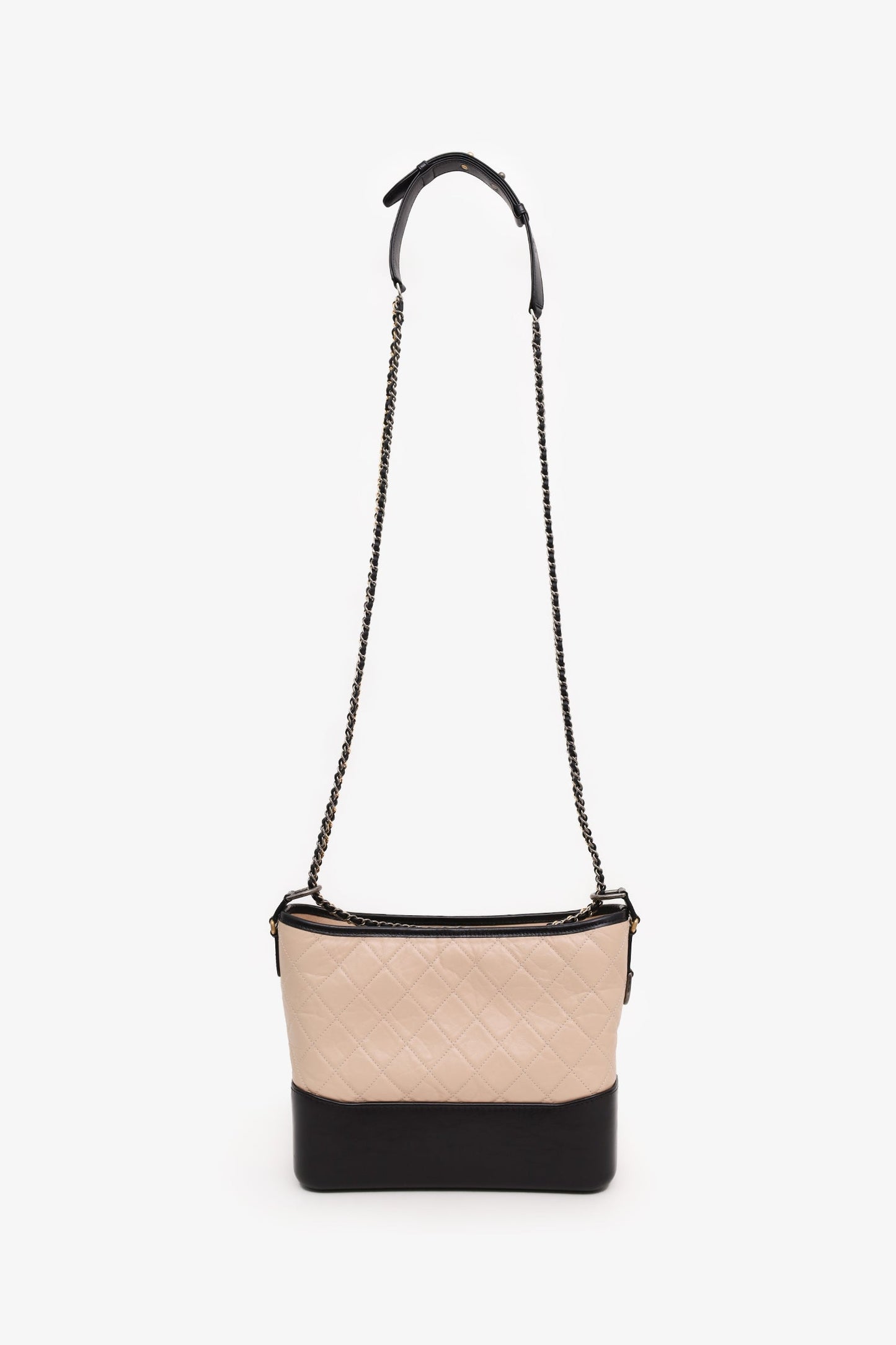 Chanel™ 2019-2020 Nude/Black Quilted Calfskin Medium 'Gabrielle' Crossbody Bag