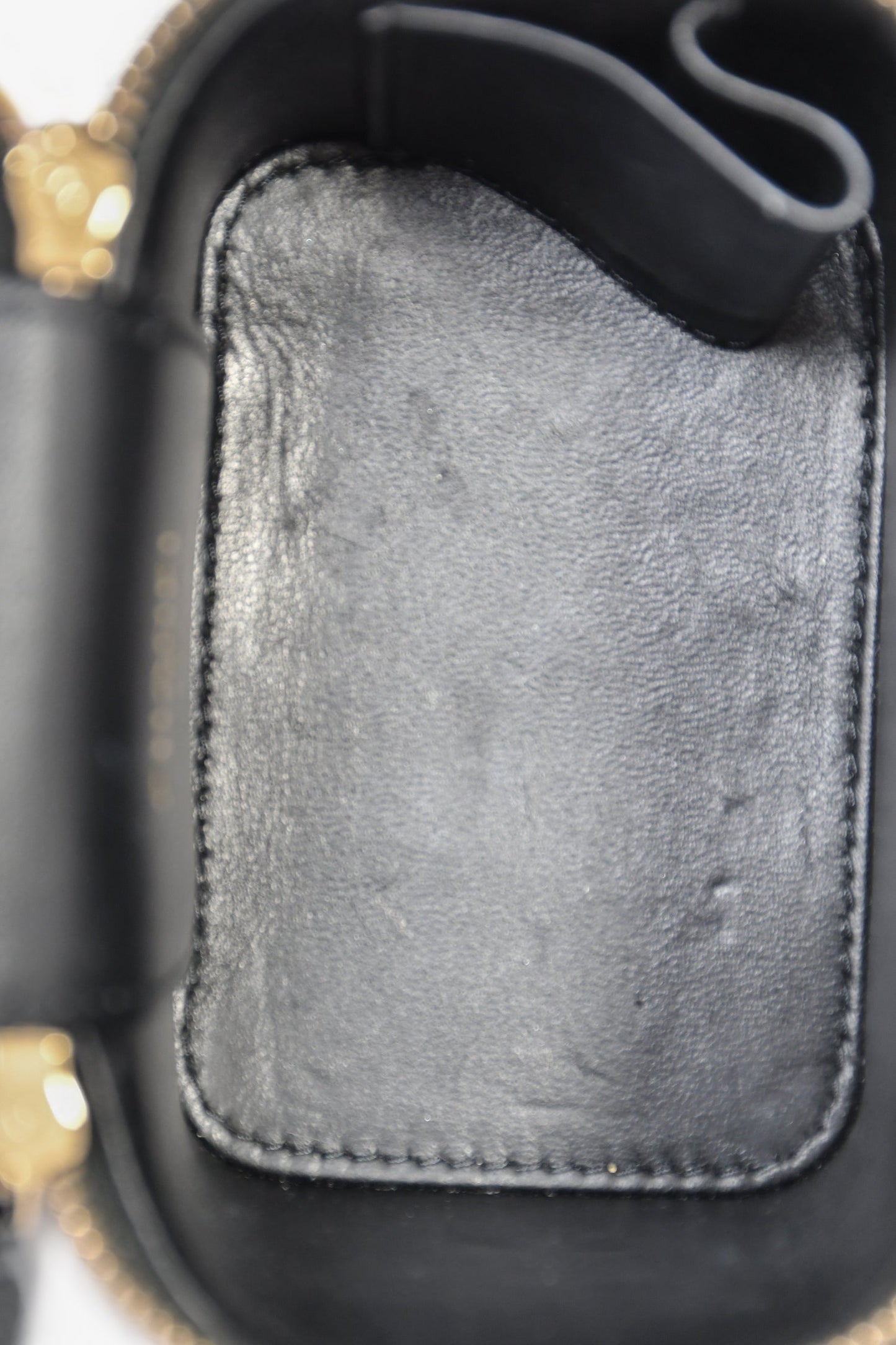 Chanel™ 2022 Black Caviar Mini Vanity On Chain - Heart Crush