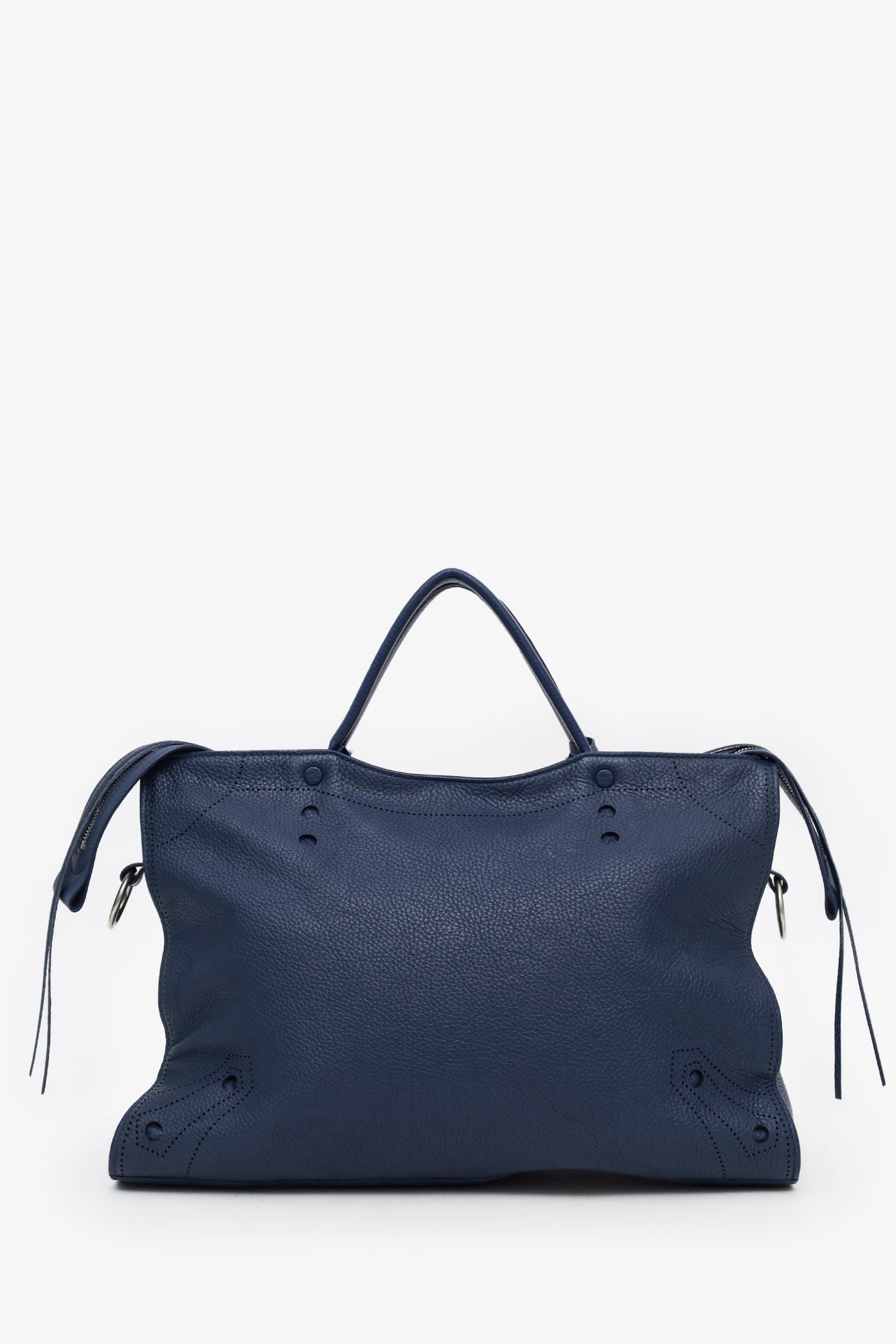 Balenciaga Blue Leather Blackout City Bag With Strap