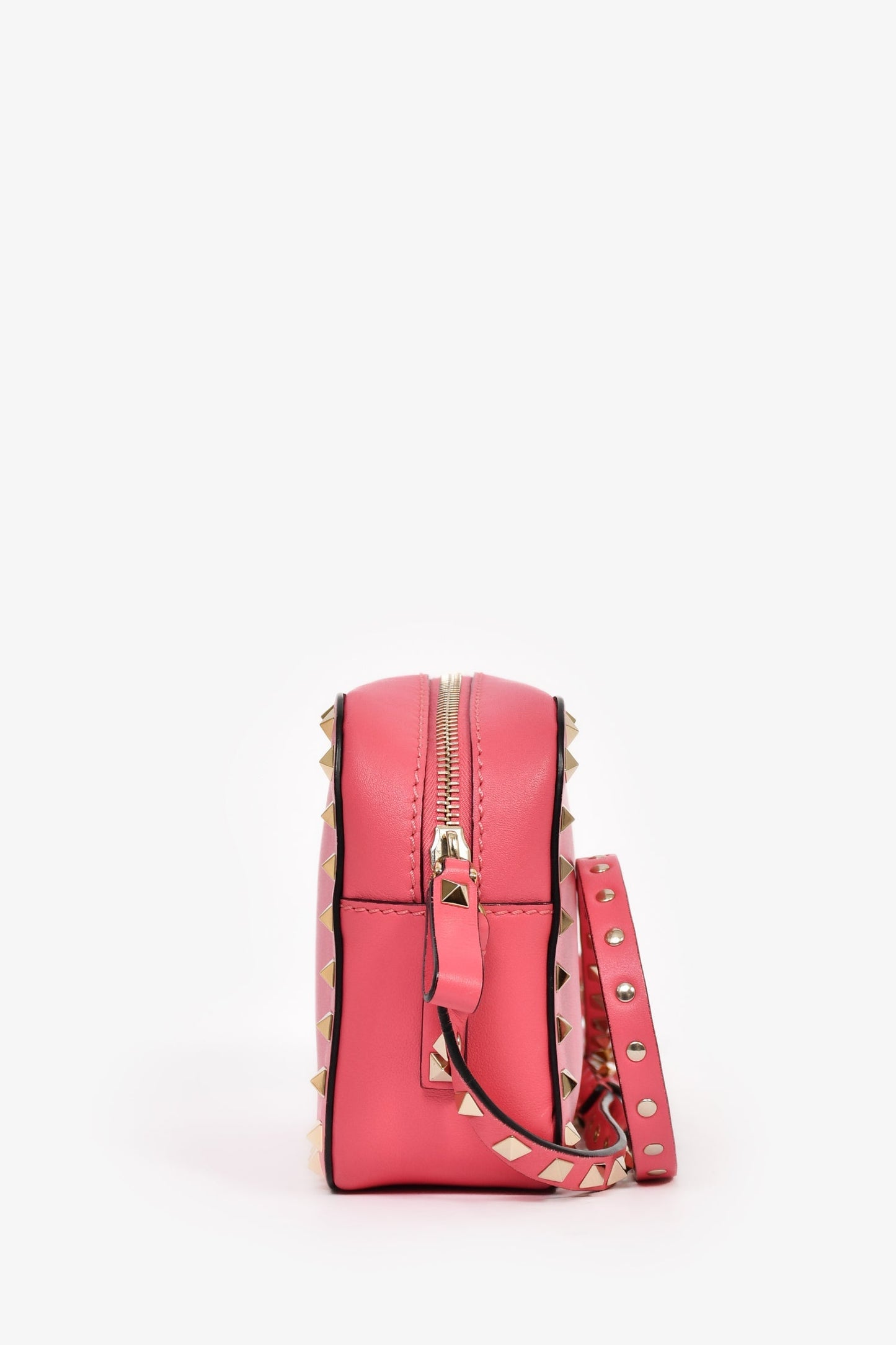 Valentino Pink Leather Rockstud Camera Bag