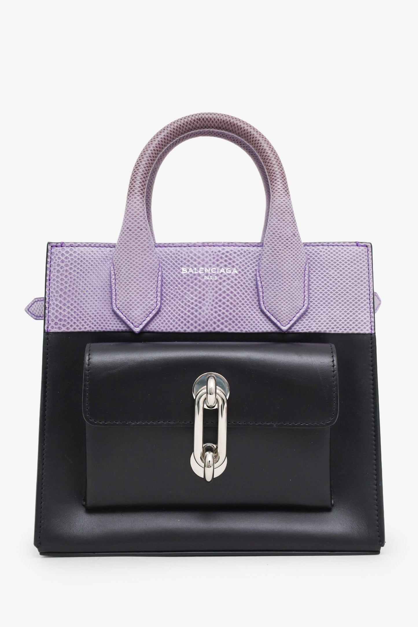 Balenciaga Black/Purple Karung Mini Maillon All Afternoon Bag With Strap