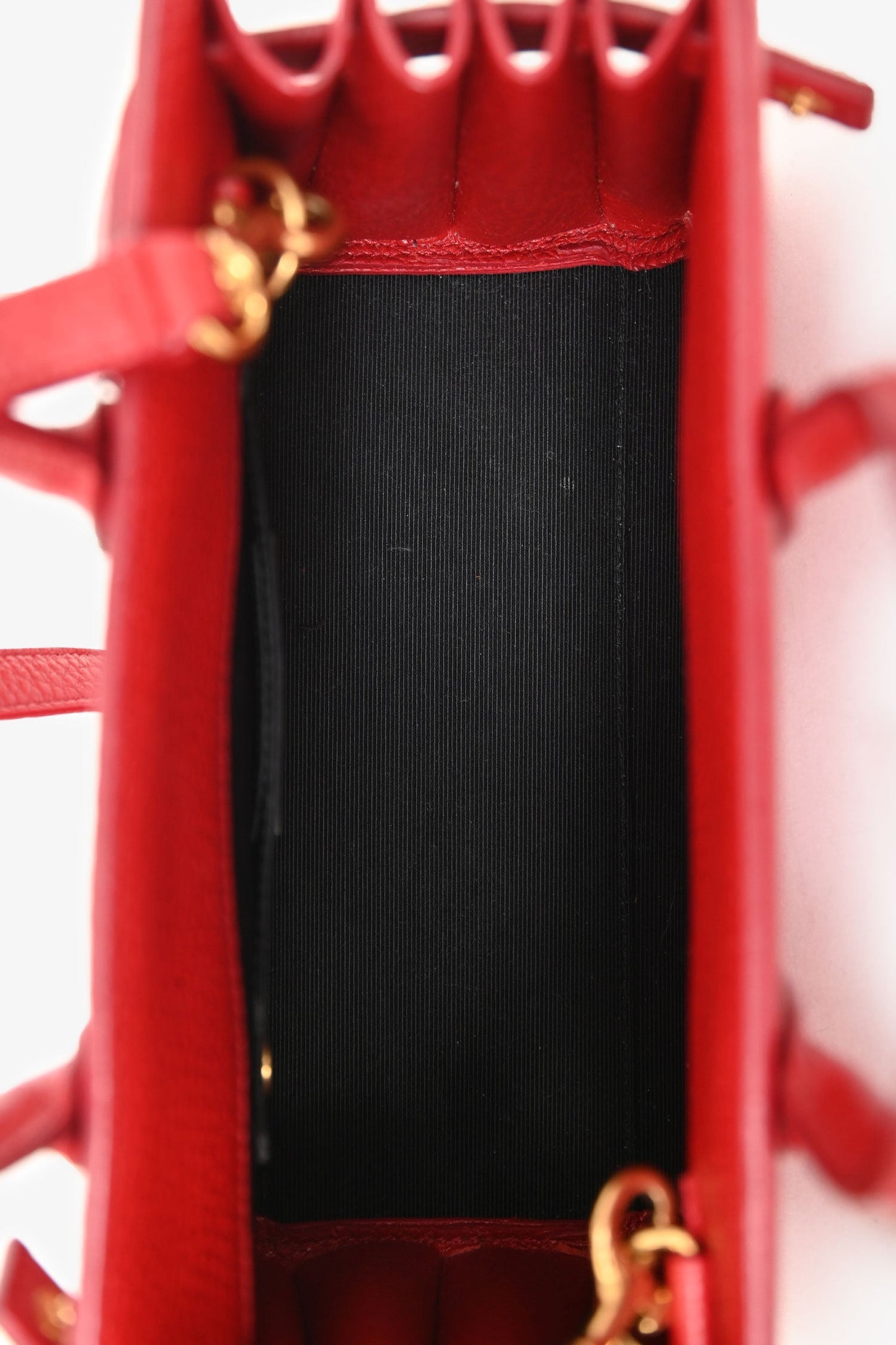 Saint Laurent 2015 Red Grained Leather Nano Sac de Jour with Strap