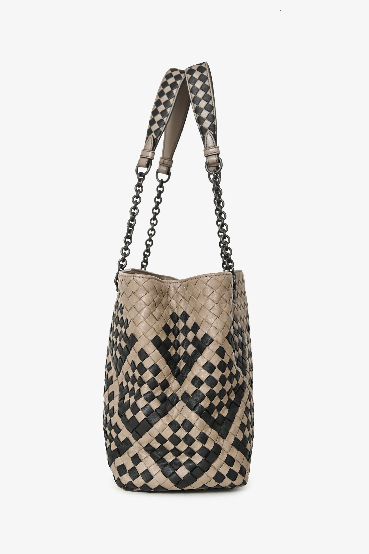 Bottega Veneta Beige/Black Intrecciato Medium Pavone Tote