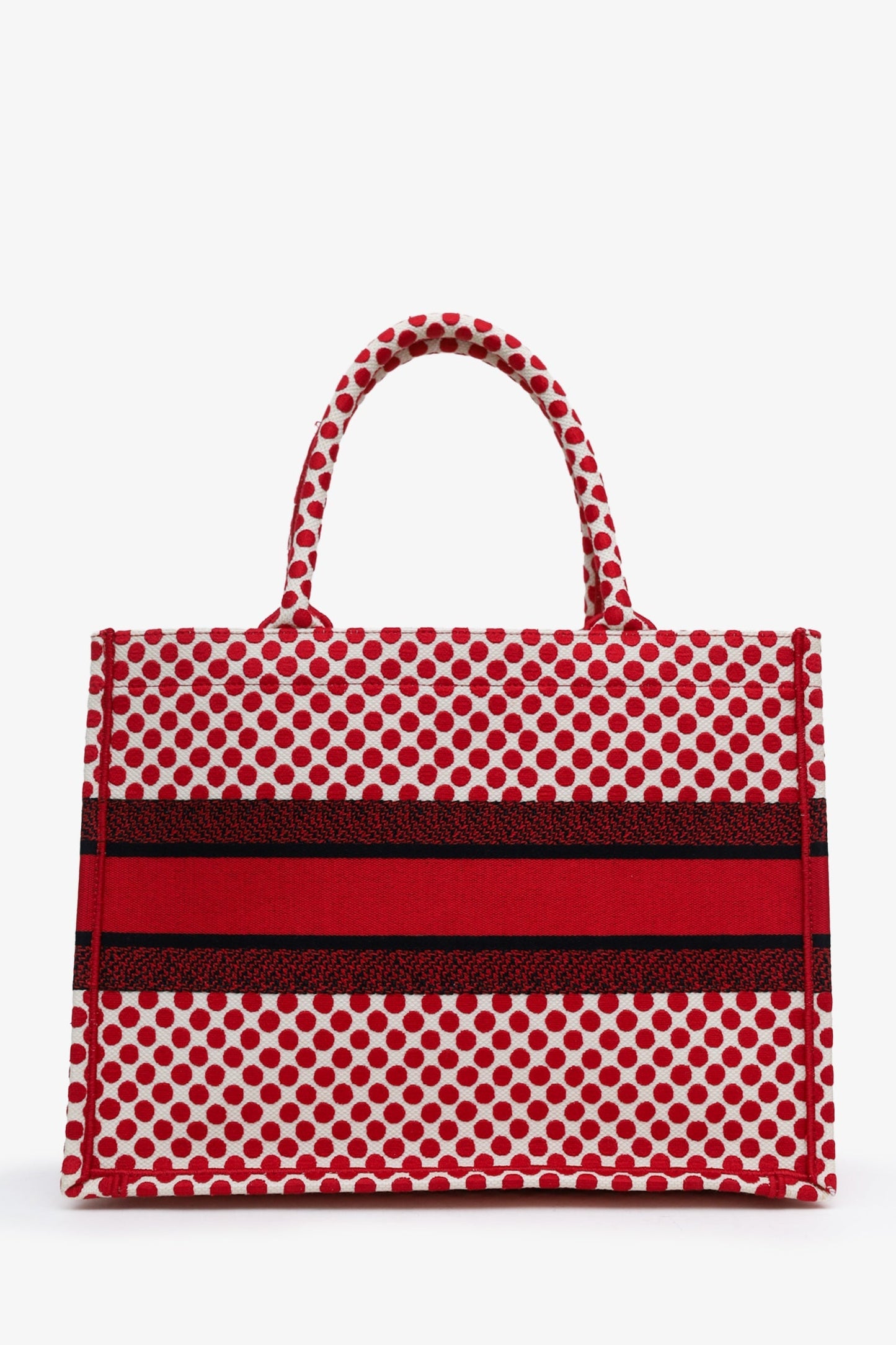 Christian Dior Red Canvas Dior Amour Polka Dot Medium Book Tote