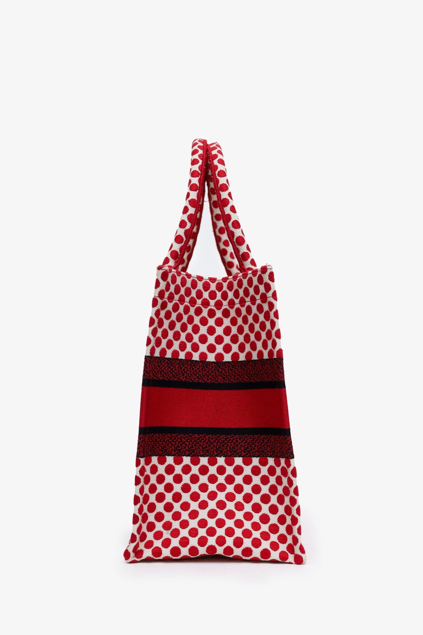 Christian Dior Red Canvas Dior Amour Polka Dot Medium Book Tote