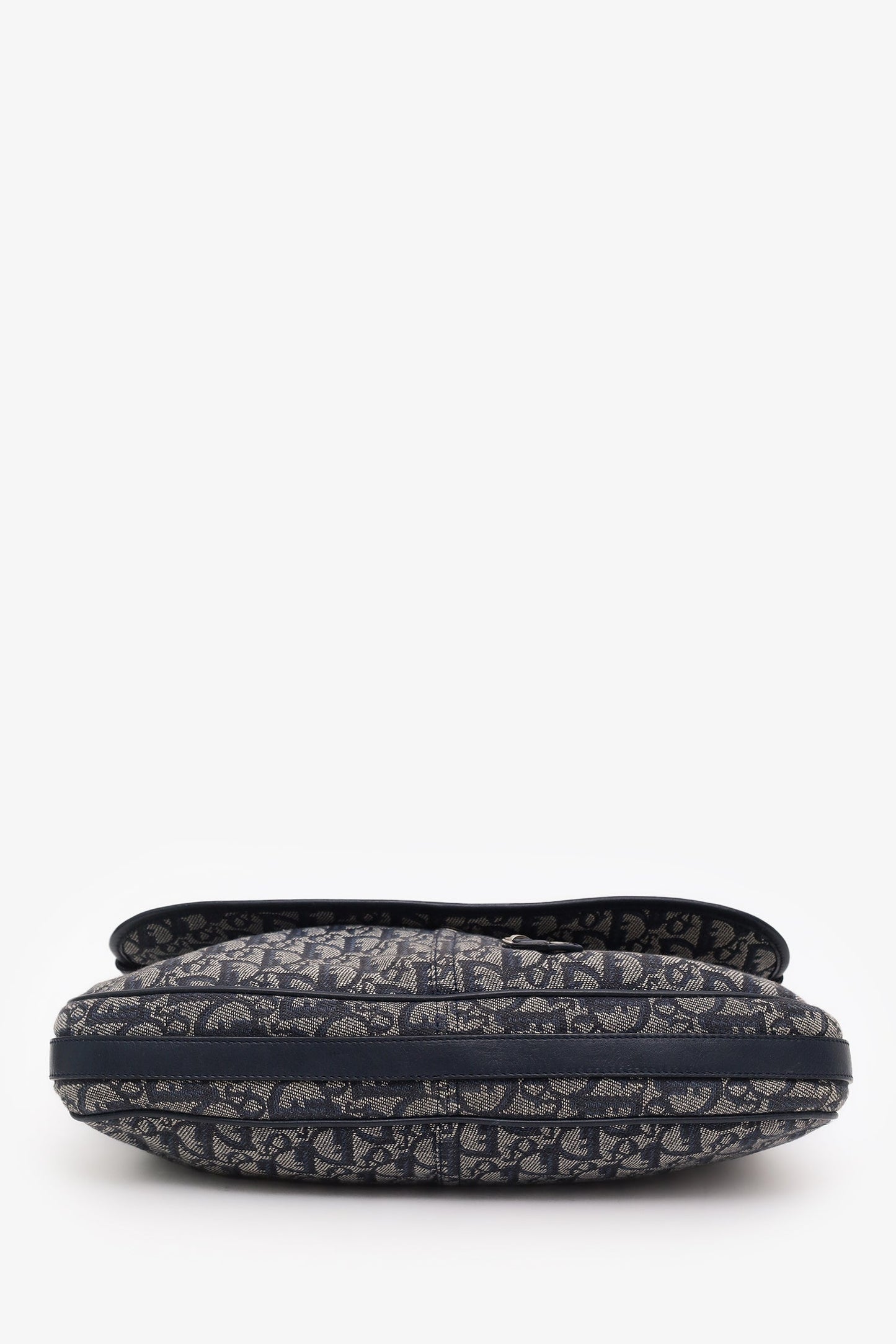 Christian Dior Navy Oblique Trotter Canvas Flap Crossbody Bag
