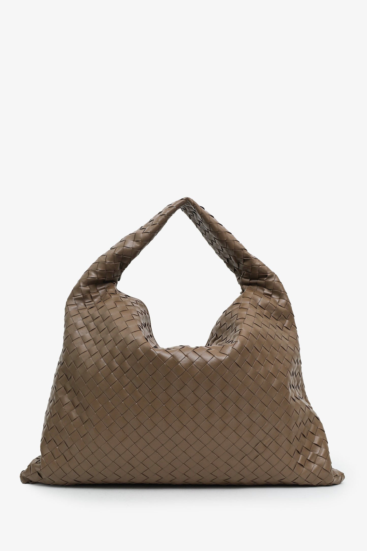 Bottega Veneta Beige Intrecciato Woven Calfskin Leather Large 'Hop' Bag