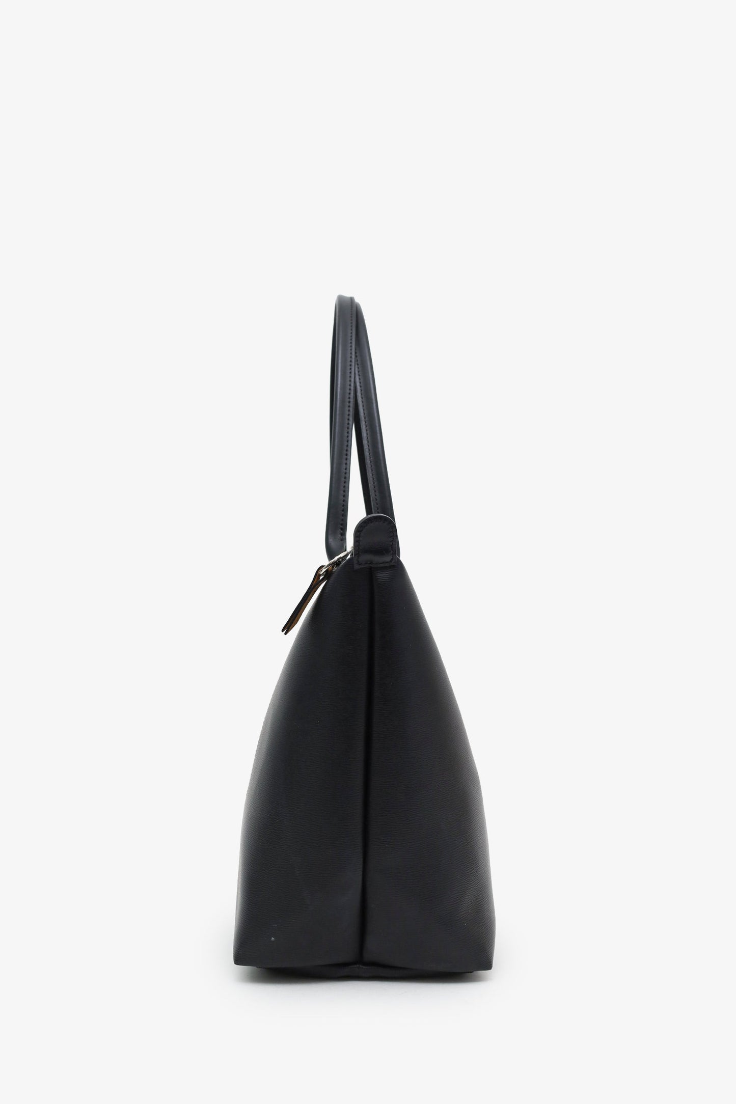 Longchamp Black Leather Le Pliage Large Tote Bag