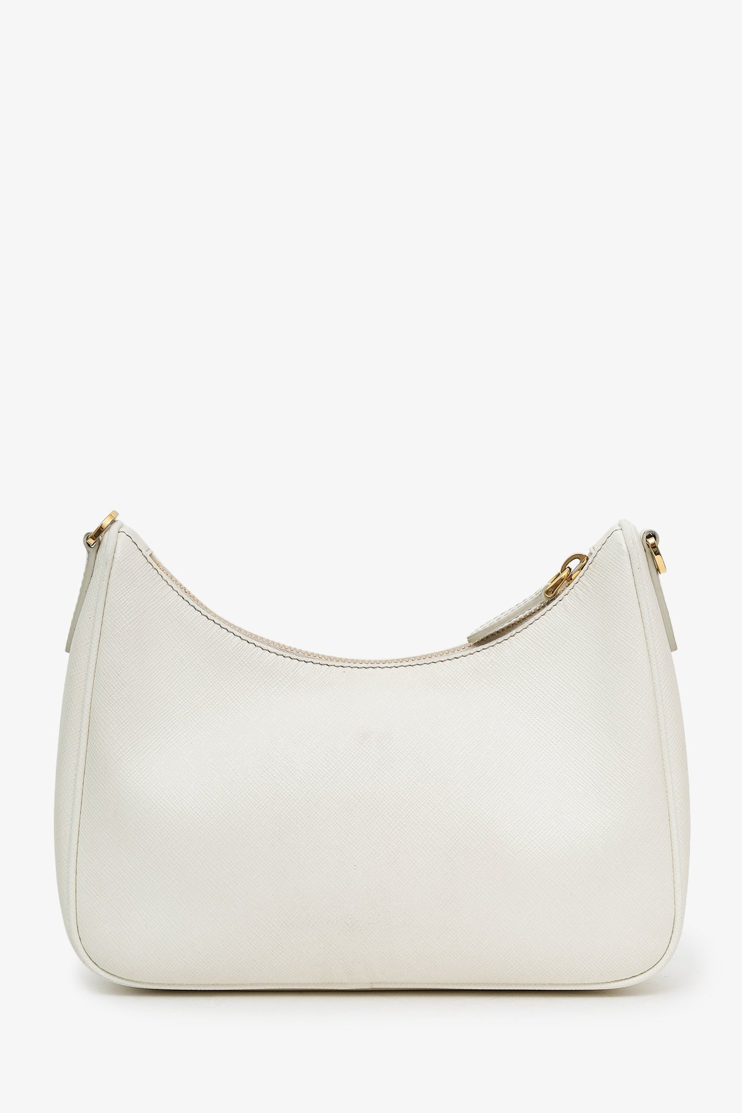 Prada White Saffiano Leather Re-Edition Shoulder Bag with Strap