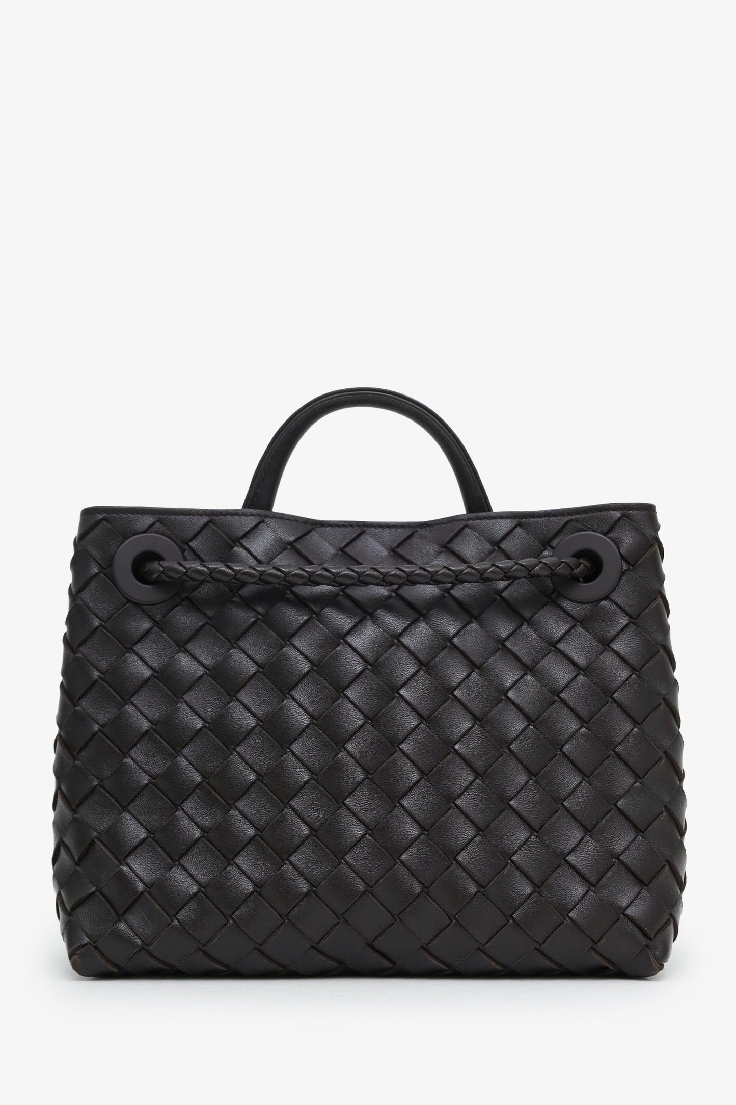 Bottega Veneta Dark Brown Leather Intrecciato Small Andiamo Shoulder Bag