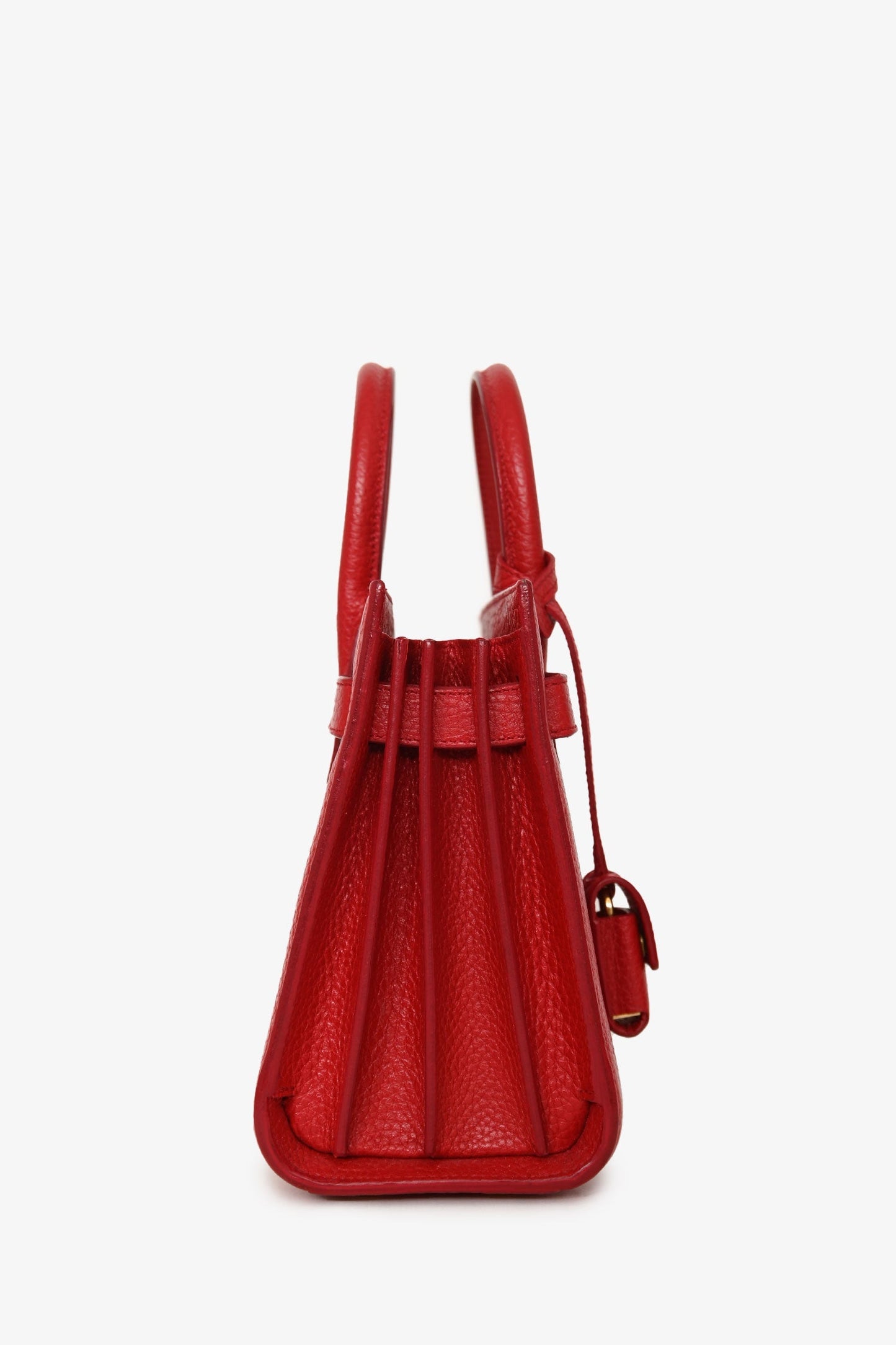 Saint Laurent 2015 Red Grained Leather Nano Sac de Jour with Strap